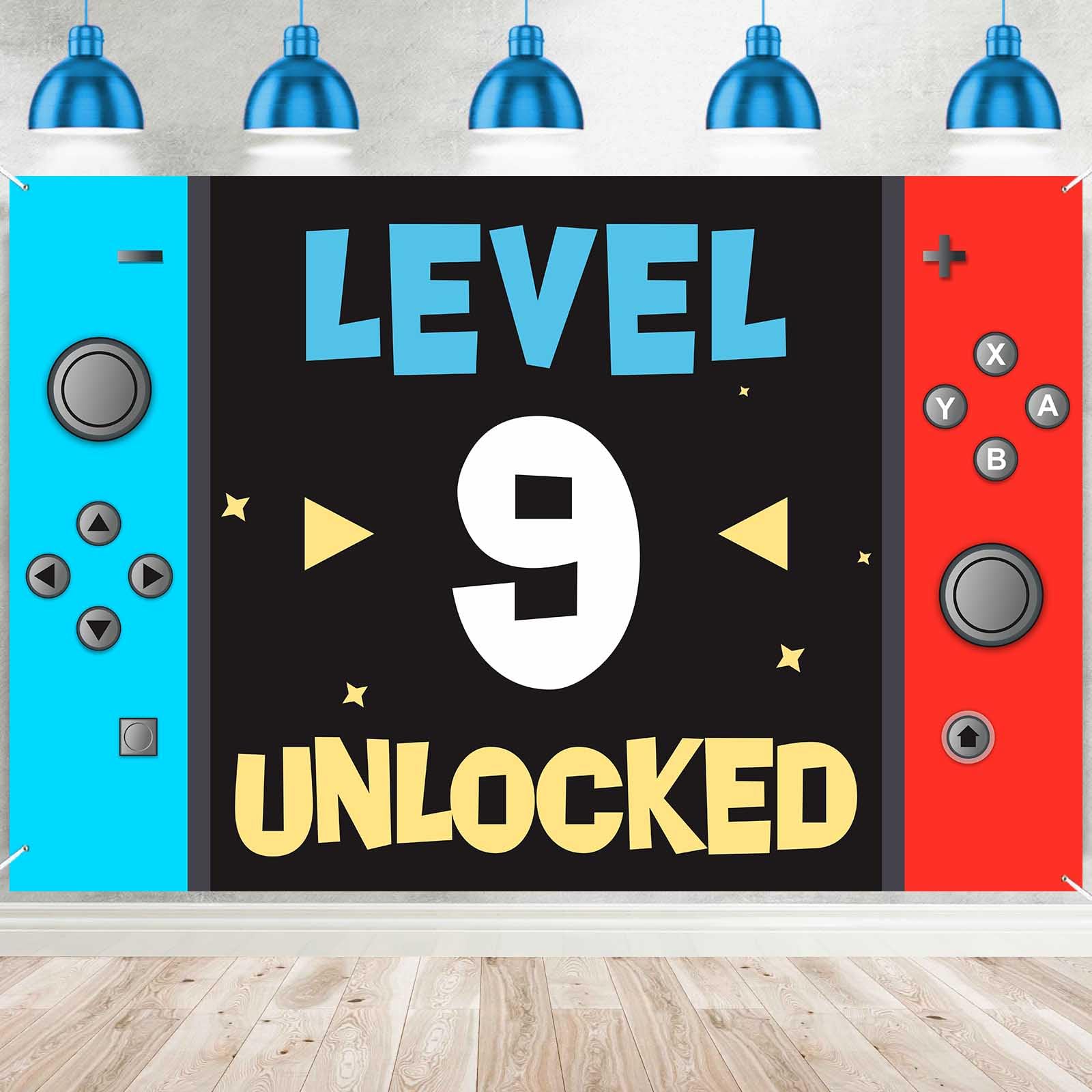 Amazon.com : Level 9th Unlocked Happy 9th Birthday Level Up Banner