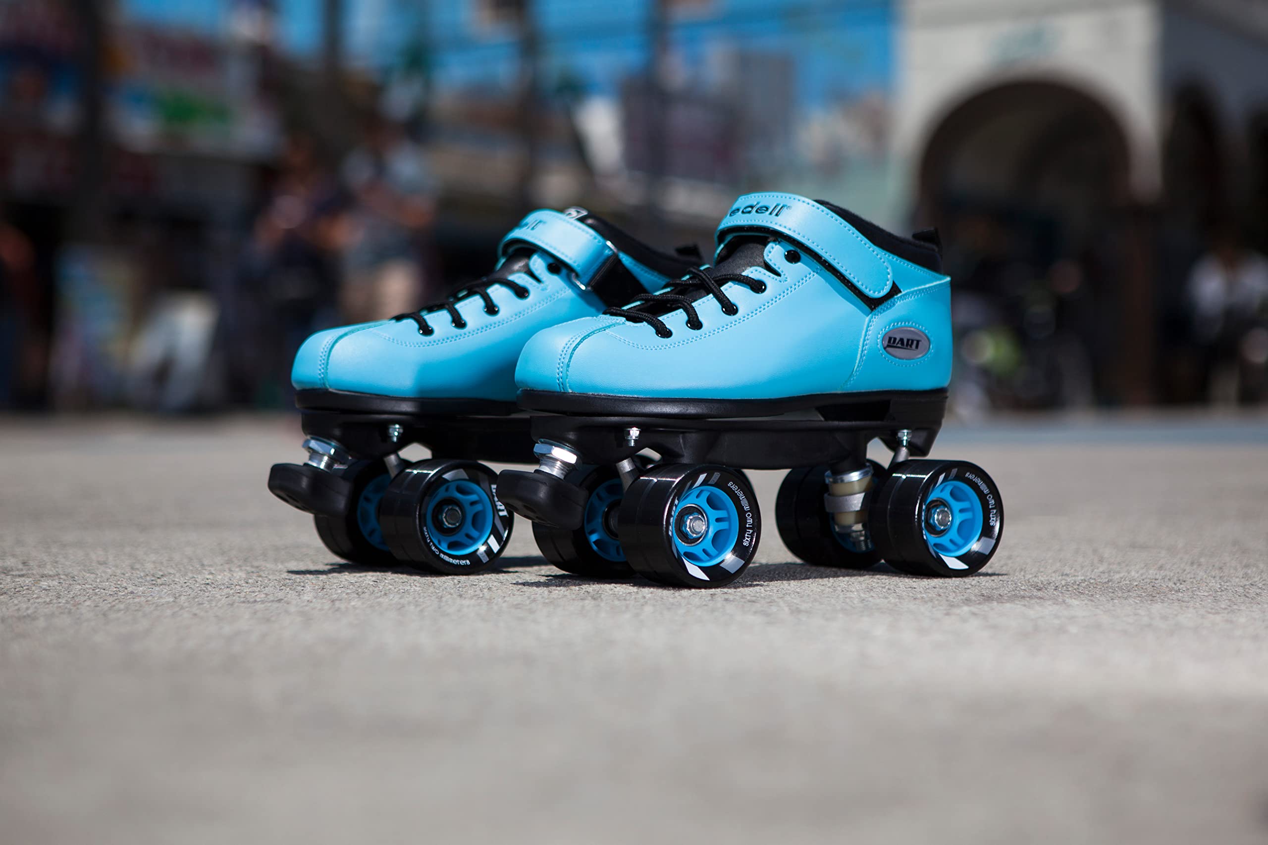 Riedell Dart Roller Skate - Quad Roller Speed Skates | Light Blue | Size 8