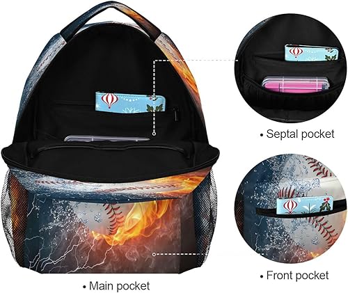 Miniatura 7 de Blueangle Mochila de viaje con estampado de panda de dibujos animados lindo para la escuela resistente al agua Bookbag, Béisbol, Pequeño, Moderno