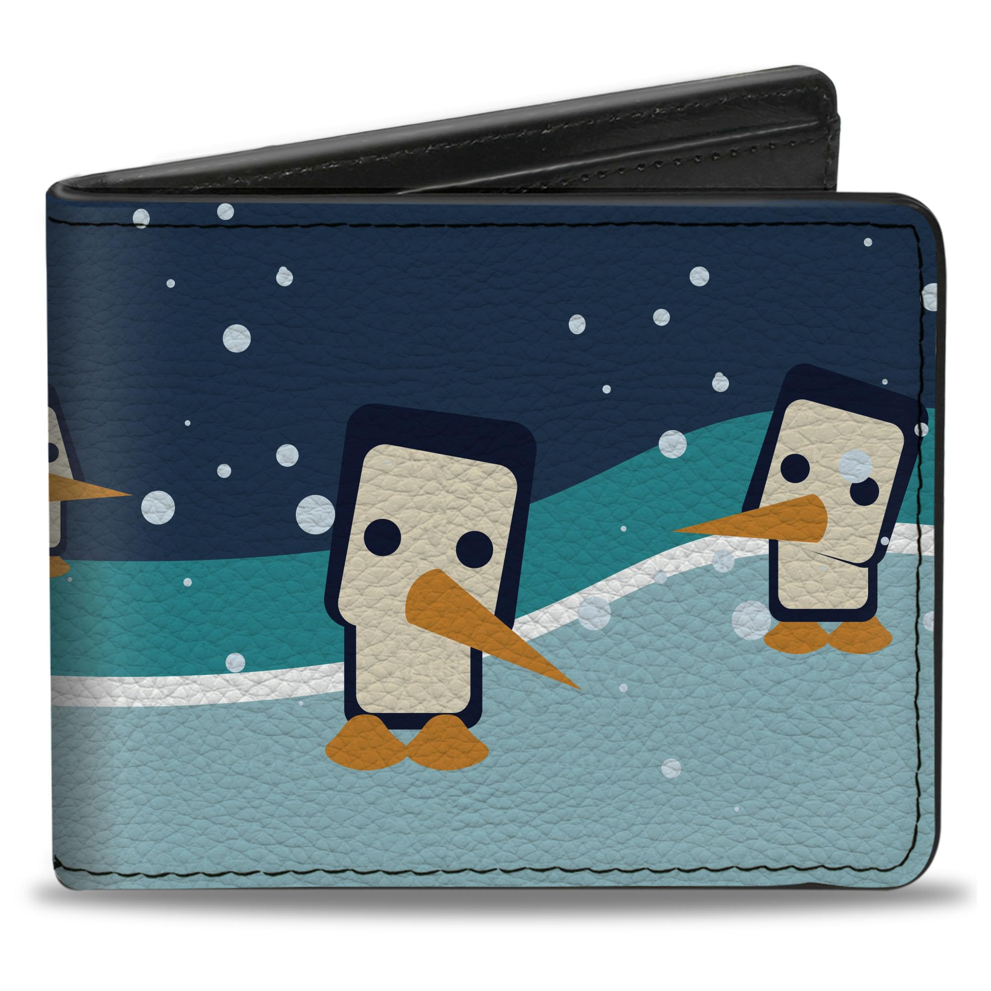 Buckle-Down Men's Wallet, Bifold, Block Penguins Navy, Vegan Leather, Multi, 4.0