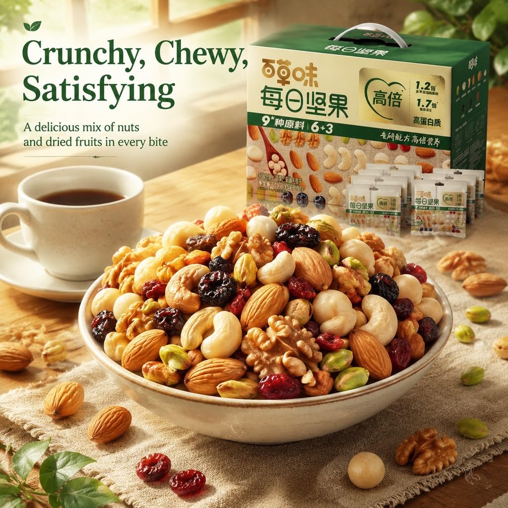 Snack Diario Puro De Frutos Secos Y, 750 G (30 Paquetes) | 6 Nueces + 3 Frutas | Bocadillos Saludables For Llevar, Paquetes Control Porciones