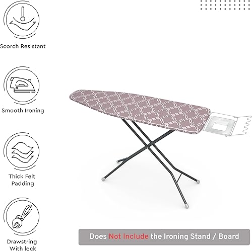 Vista 25 de Encasa XO Funda para tabla de planchar y almohadilla de 49"x18" - Acolchado grueso de fieltro de 3mm, ajuste con cordón y bloqueo, fácil de colocar