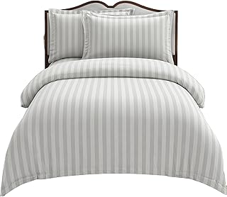 مجموعة مفارش سرير مخططة، غطاء لحاف ولحاف وملاءة مثبتة وغطاء وسادة، مصنوع من المايكروفايبر الناعم من دوناتيلا، مقاس 1.40 × 2 م، ووزن 350 جرام لكل متر مربع