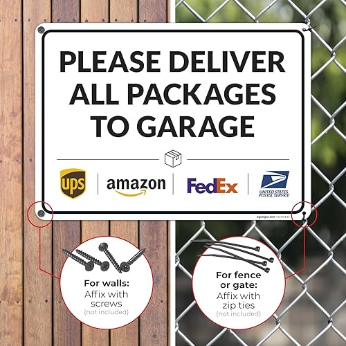 Vista 540 de Cartel de entrega del paquete, letrero de instrucciones de entrega, 10 x 7 pulgadas, aluminio 040 libre de óxido, resistente a la decoloración