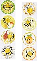 Vista 4 de BLUE PANDA Rollo de calcomanías de abejas, 1000 unidades, 1.5 pulgadas, redondo, multicolor, calcomanías autoadhesivas de abejorro para recompensas