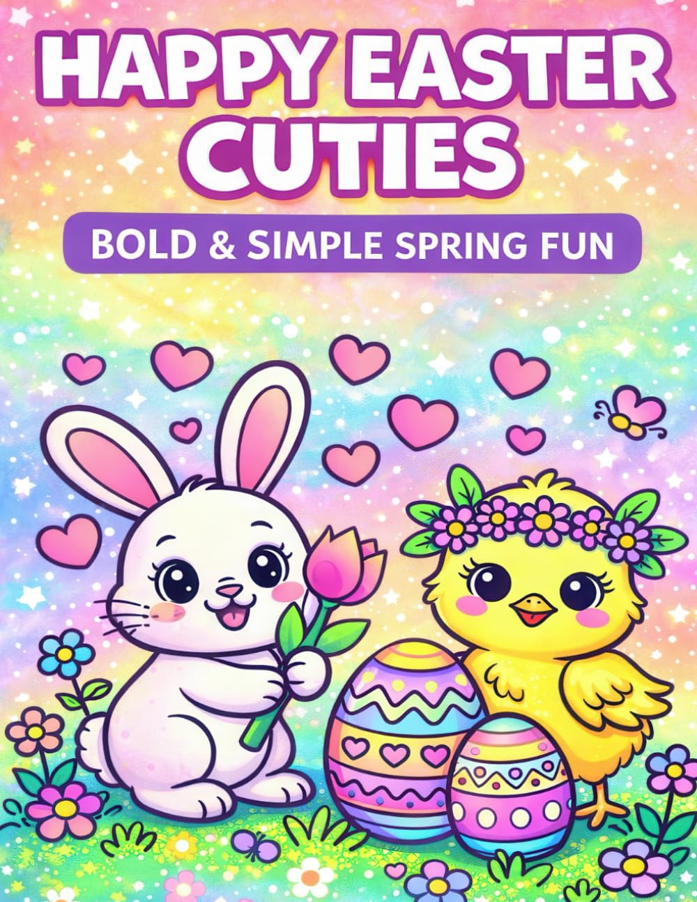 Happy Easter Cuties Coloring Book | 55 Adorable Spring & Easter Designs (Coloring Books for Kids)
