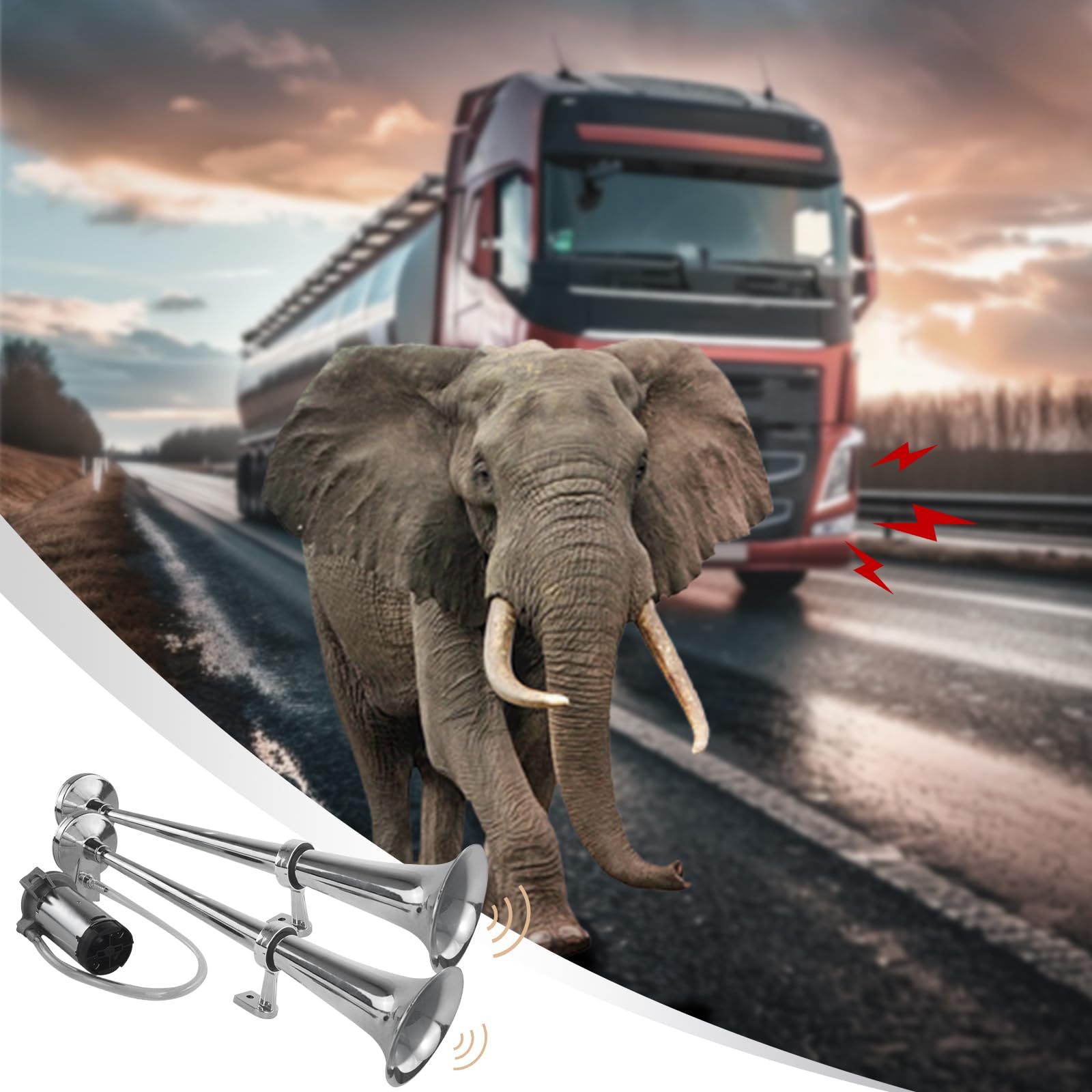 150 Db Traktor-Trompete,2p Lkw Hupe 12v,450 Mm Durchmesser | Geeignet FüR Eine Vielzahl Von Modellen FüR Auto, Lkw, Traktor, Motorrad Und Boot Usw