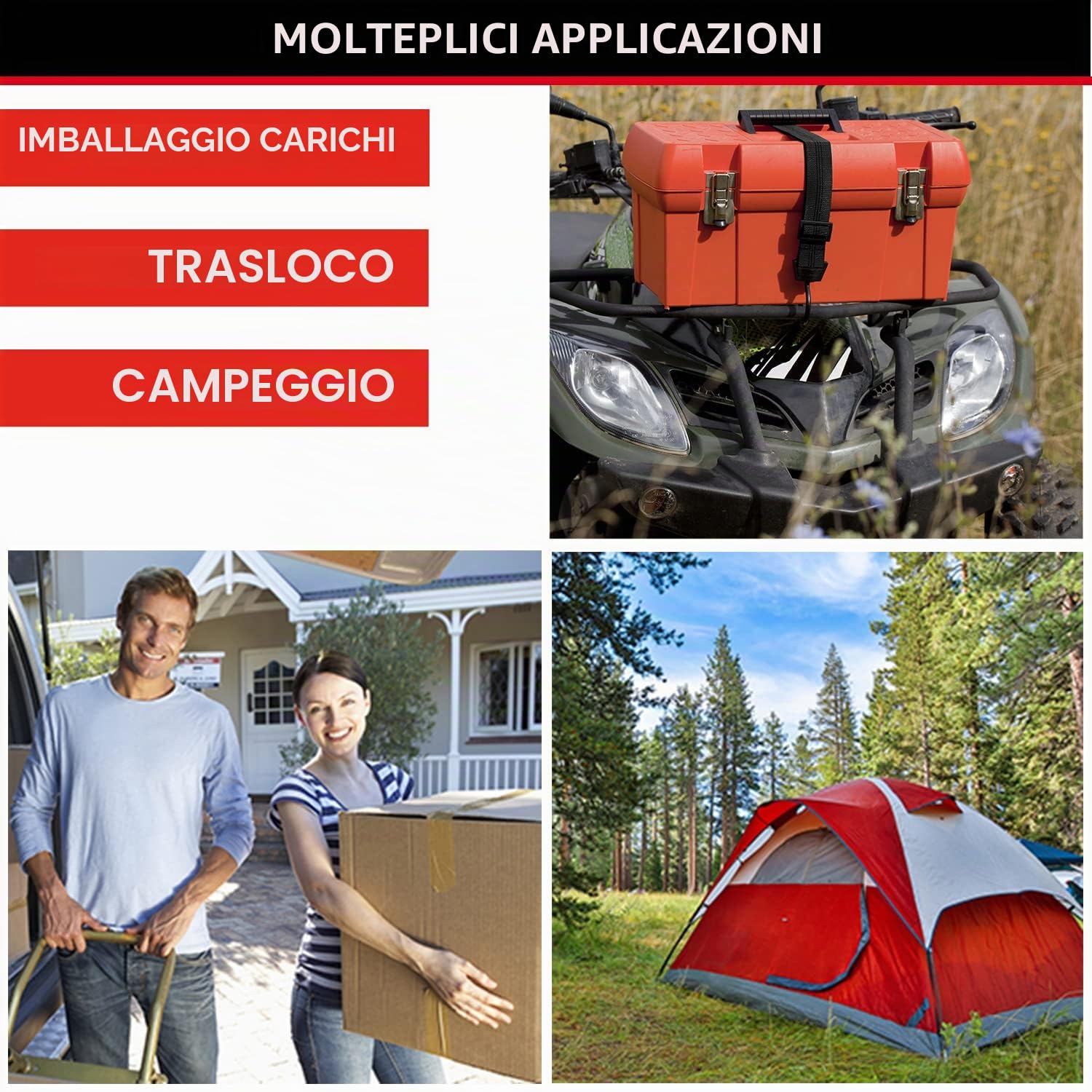 Master Lock 3245EURDAT Cinghia Elastica con Ganci Cavo Gancio Rotante 180° Adatto per Giardinaggio, Trasporto, Trasloco, Campeggio, Nero, 120 cm (Confezione da 2)
