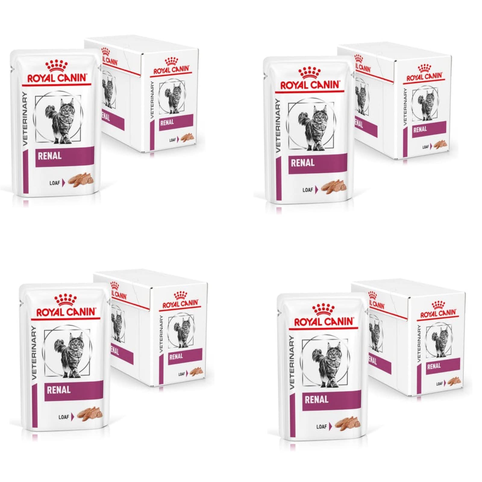 Royal Canin Renal Mousse para gatos | Paquete de 4 | 4 x 12 x 85 g | Alimento Completo para gatos Adultos con Problemas renales | con bajo Contenido en fósforo