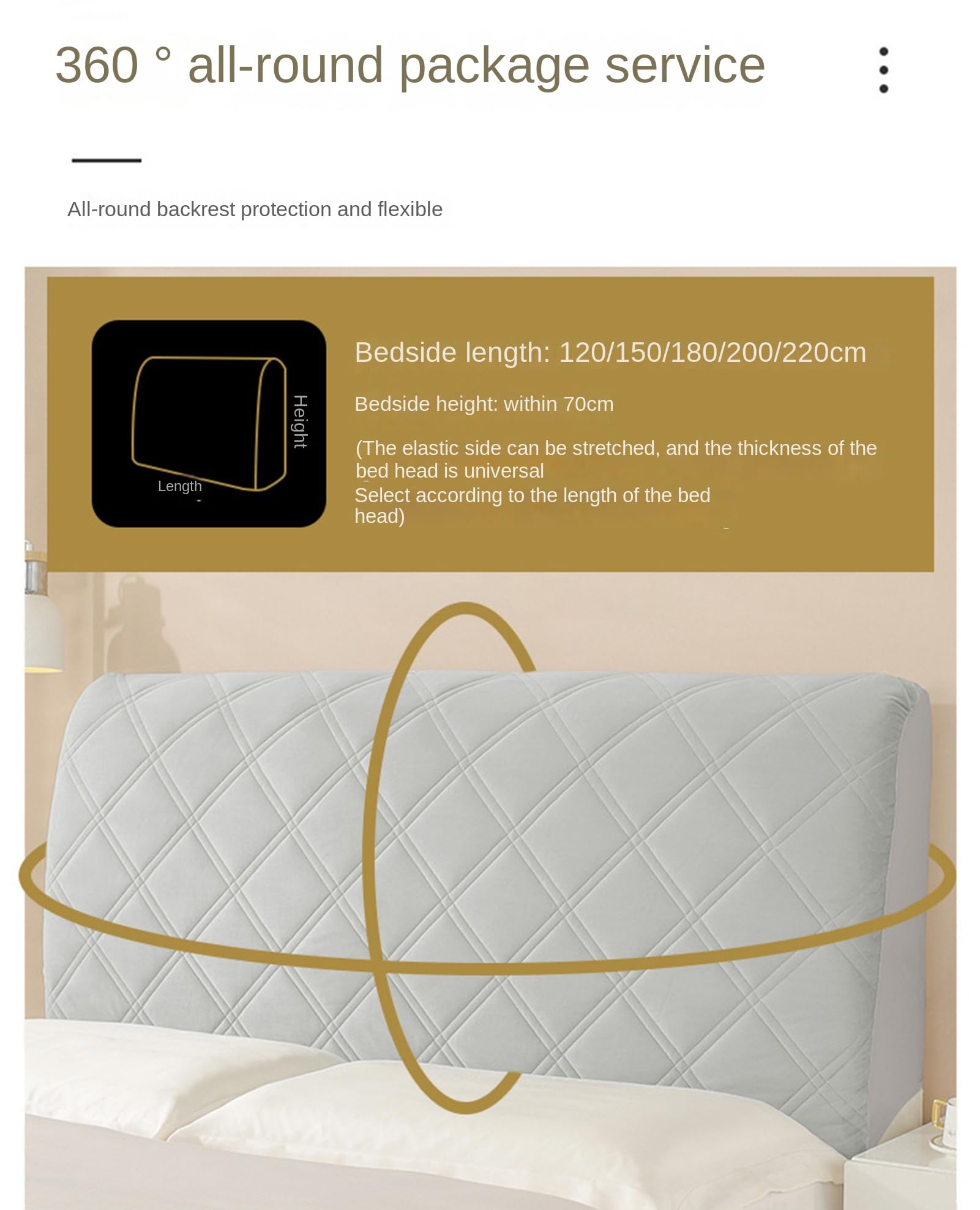 Copri Testiera Letto Matrimoniale in Tessuto Spesso Morbido Copertura Testiera Letto Imbottito Universale Semplice Antipolvere Protettivo,A,220cm(86in)