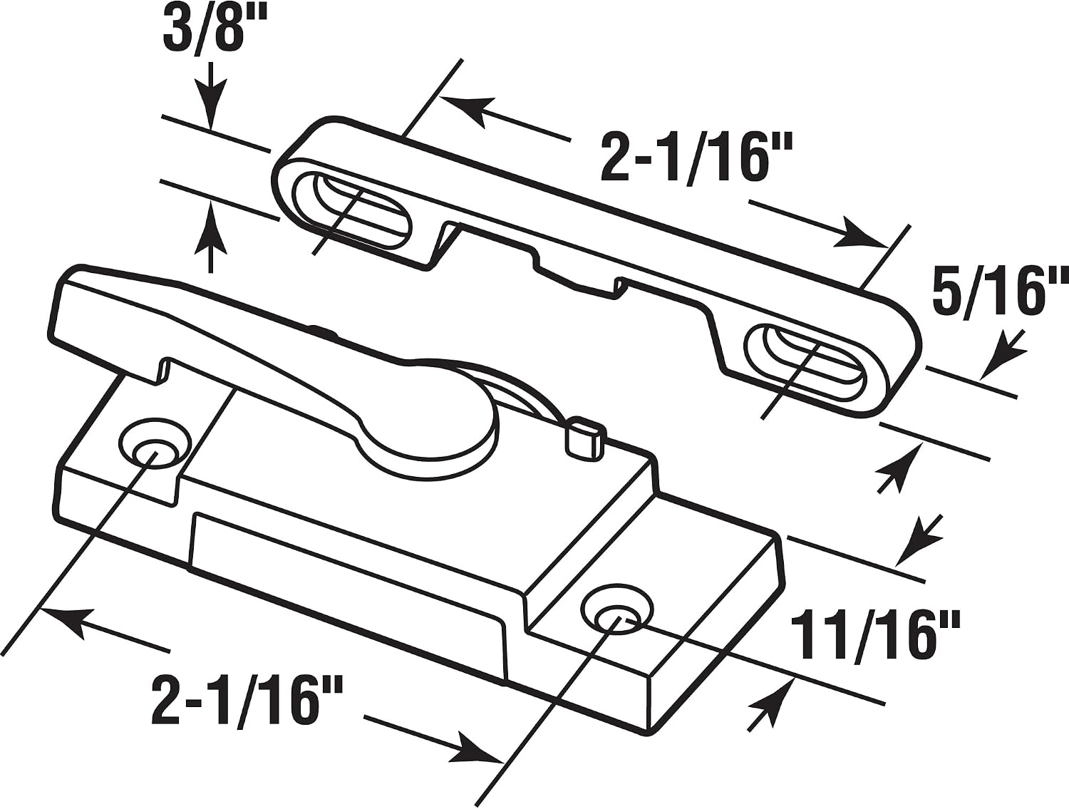 Prime-Line F 2626 Sash Lock, 2-1/16 In. Hole Centers, Right-Hand, BetterBilt 350 Series Vertical Sliding Windows, Diecast Zinc, White, (Single Pack) image 4