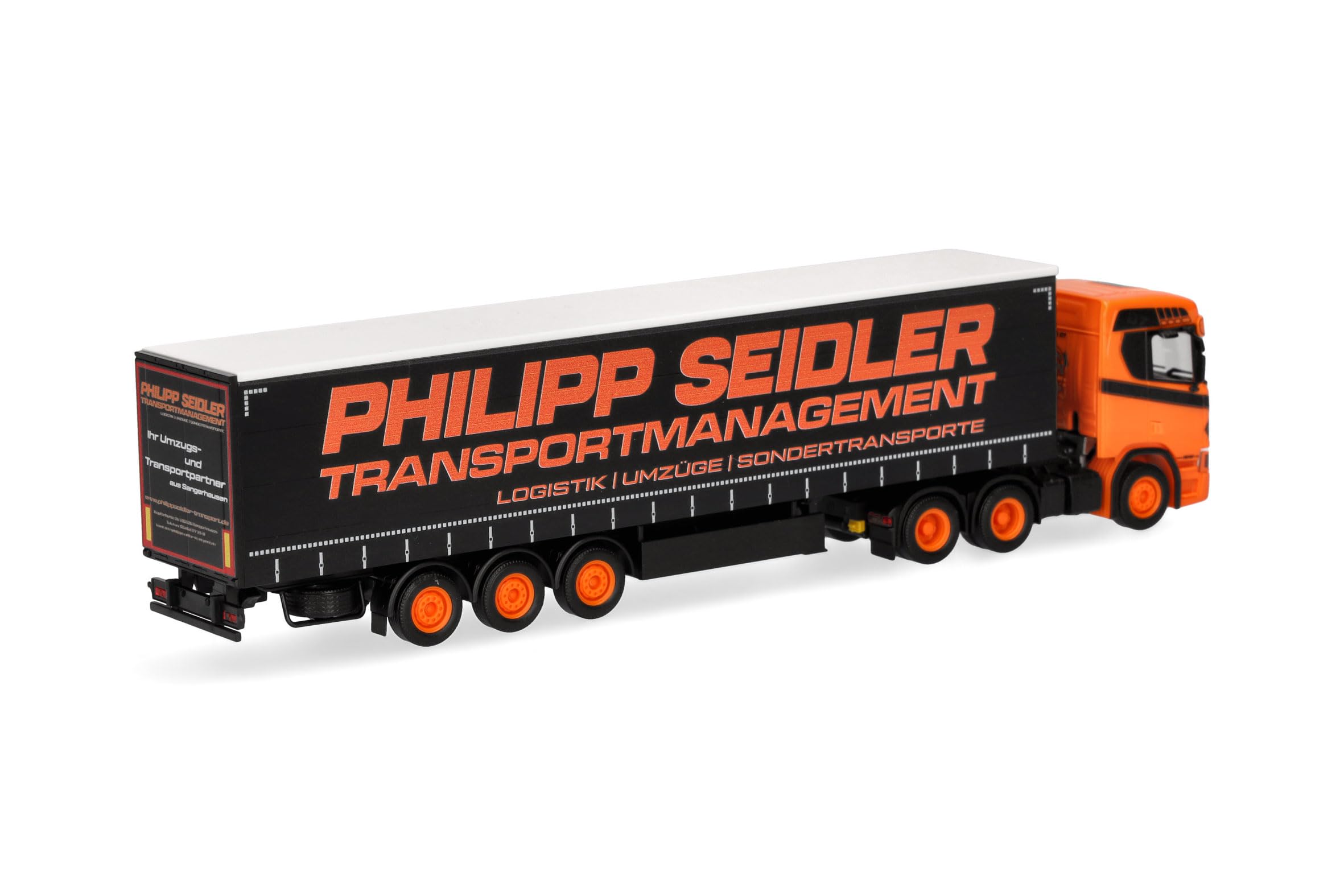 Herpa camion in miniatura Scania CR 20 ND semirimorchio telonato “Philipp Seidler”, miniatura in scala 1:87, pezzo da collezione, Made in Germany, plastica - 2