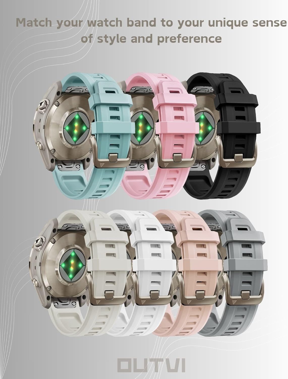 Watch Band for Garmin fenix 5s 6s 7s pro solar silicone light gold buckle quick fit 20mm bands Replacement for garmin epix pro gen 2 42mm Descent Mk2s/3/3i for women