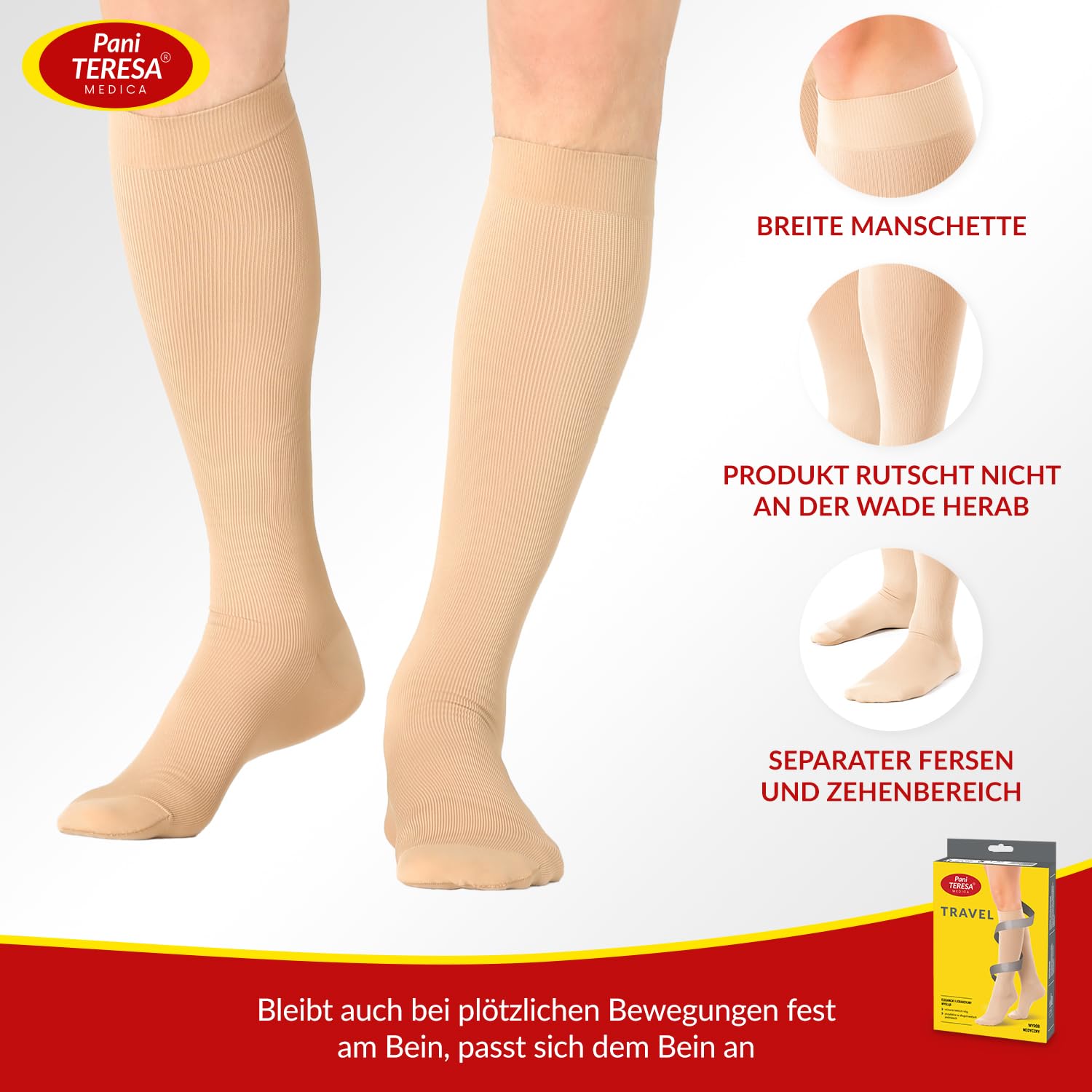 Kompressionsstrümpfe Herren Medizinische Stützstrümpfe Knielange Kompressionssocken Männer Thrombosestrümpfe Reisestrümpfe 13-21 mmHg Für Reise Flug Sport Rad Fahren Laufen