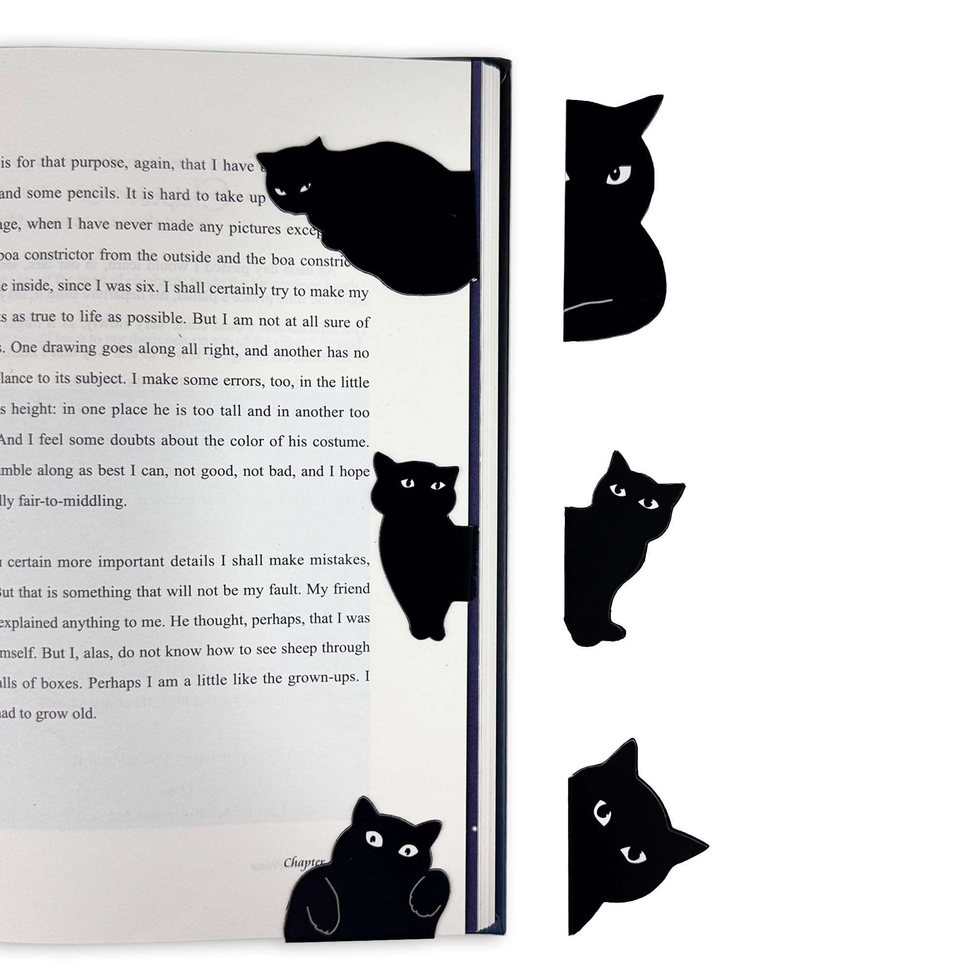 SONAME Lot de 6 marque-pages magnétiques – Marqueurs de page en forme de chat mignon pour les amateurs de livres, marqueurs de livre à clip pour étudiants, enseignants et lecture (A)