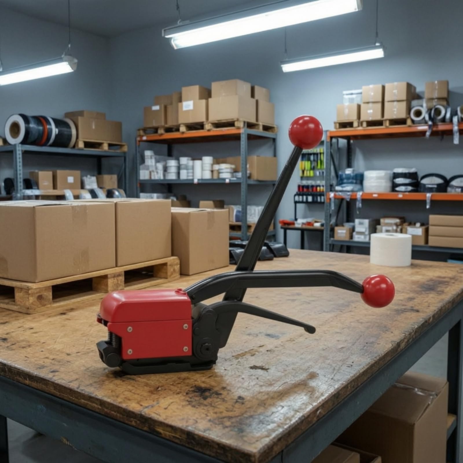 Tenditore Reggetta Acciaio Strumento Manuale Reggiatrice Manuale Tensionatore Sigillatrice Corpo in Metallo Leva Ergonomica Adatto a Confezionamento Spedizioni Logistica