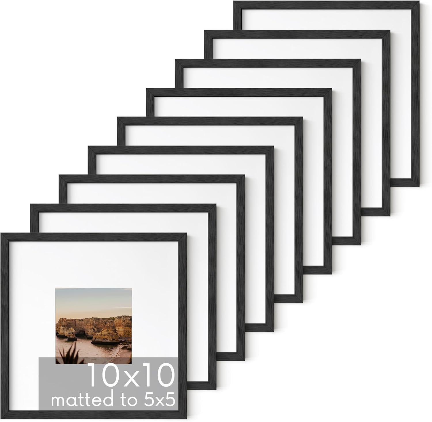 HAUS AND HUES Solid Oak Wood 10”x10” Picture Frames Matted to 5”x5” Set of 910x10