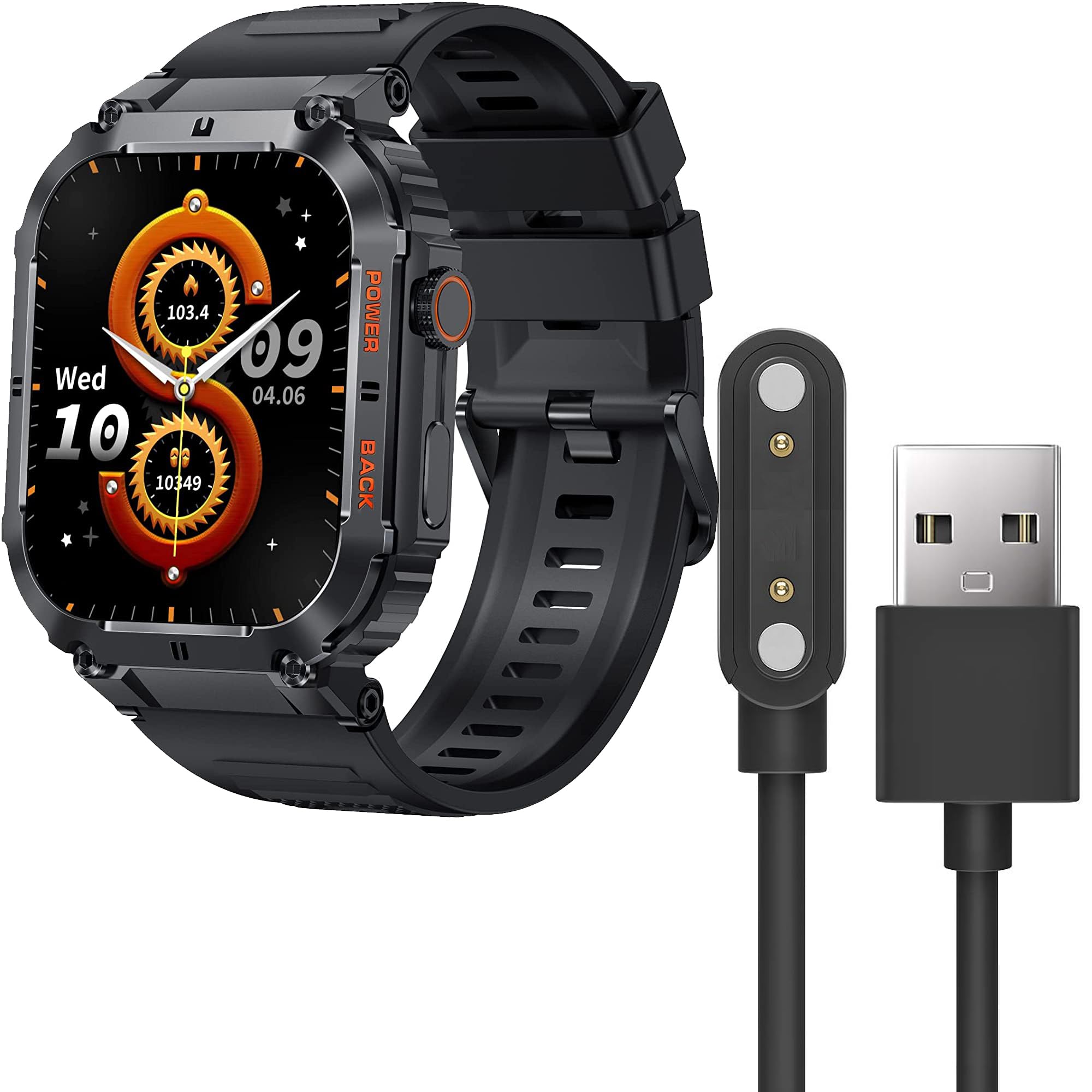 for EIGIIS Military Smart Watches Charger 2 Pin Magnetic USB Replacement Charging Compatible with 2023 Newest EIGIIS K57 Pro 1.96" Smart Watches/KACLUT K57/ESFOE K57 1.96"/LIGE K57 Military/K57 Pro - Image 2