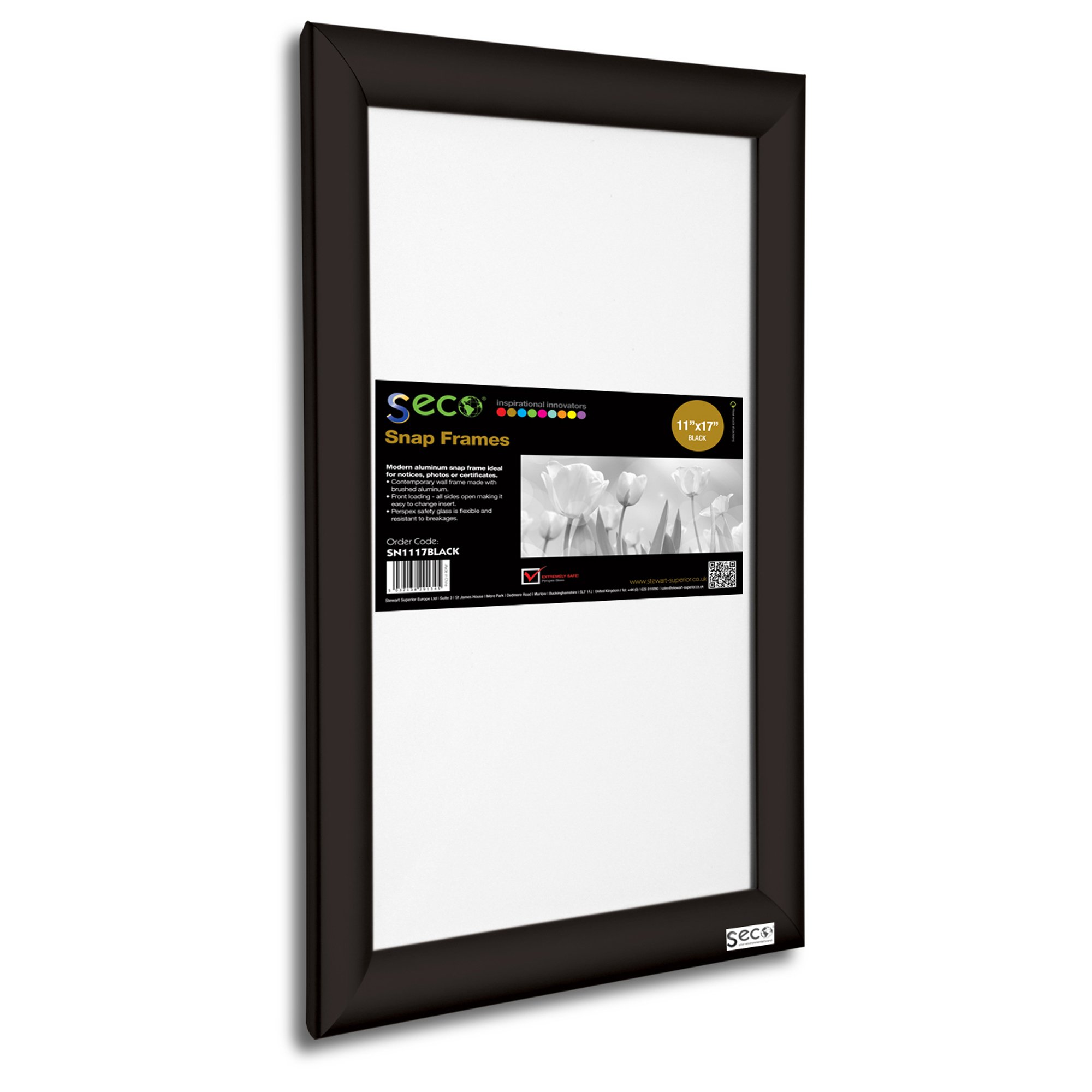 Photo 1 of SECO Front Load Easy Open Snap Frame Poster/Picture Frame 11 x 17 Inches, Black Aluminum Frame (SN1117Black) 11" X 17" BLACK