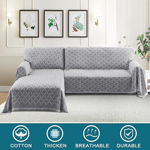 Miniatura 49 de Turquoize Fundas de sofá modulares en forma de L, funda de sofá seccional, lavable, 2 piezas, fundas de sofá para sofá seccional, con tela jacquard