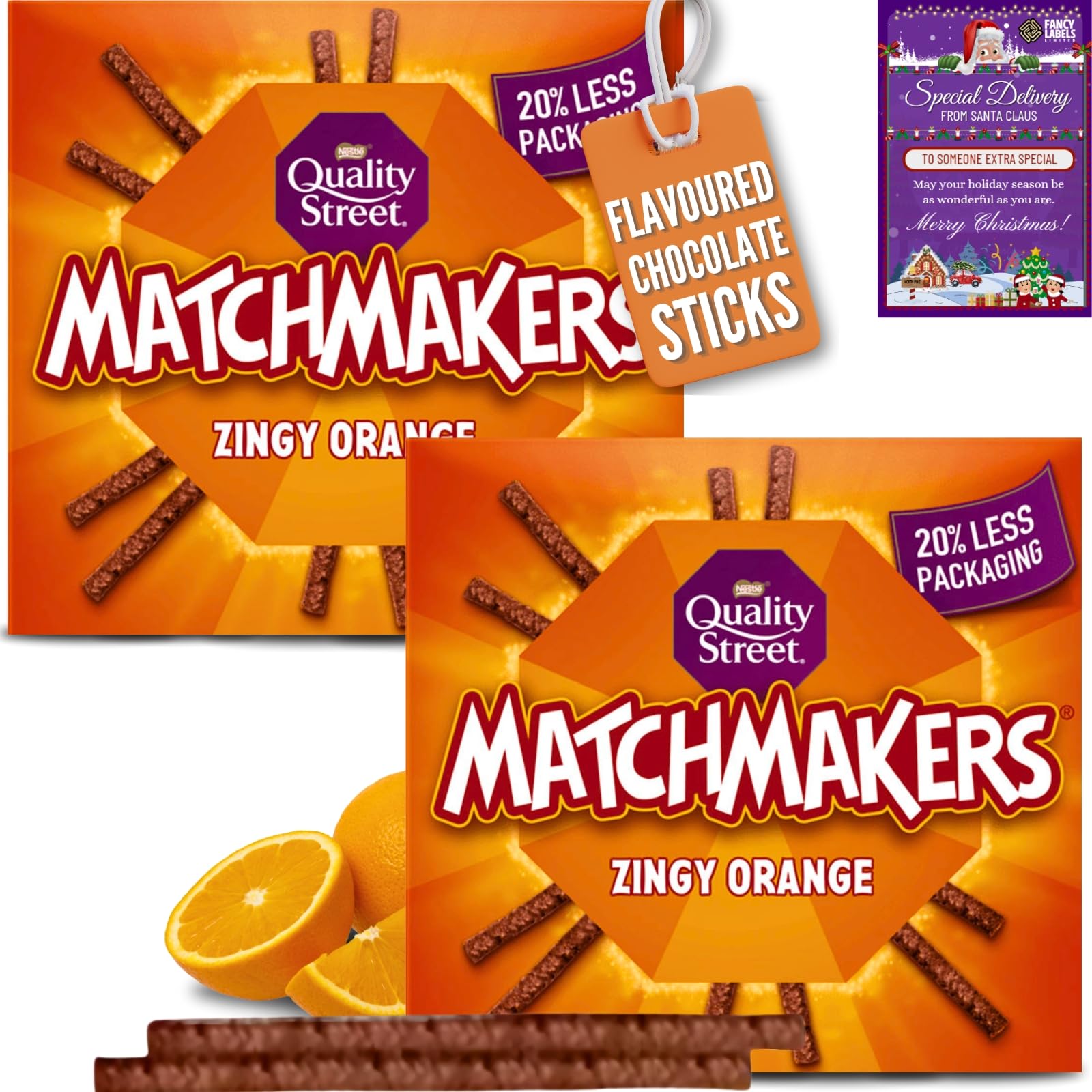 Chocolate Box Bundle with Matchmakers Quality Street Zingy Orange Chocolate Box 120g Pack of 2 | Chocolate Gift | Perfect for Sharing On Any Occasion