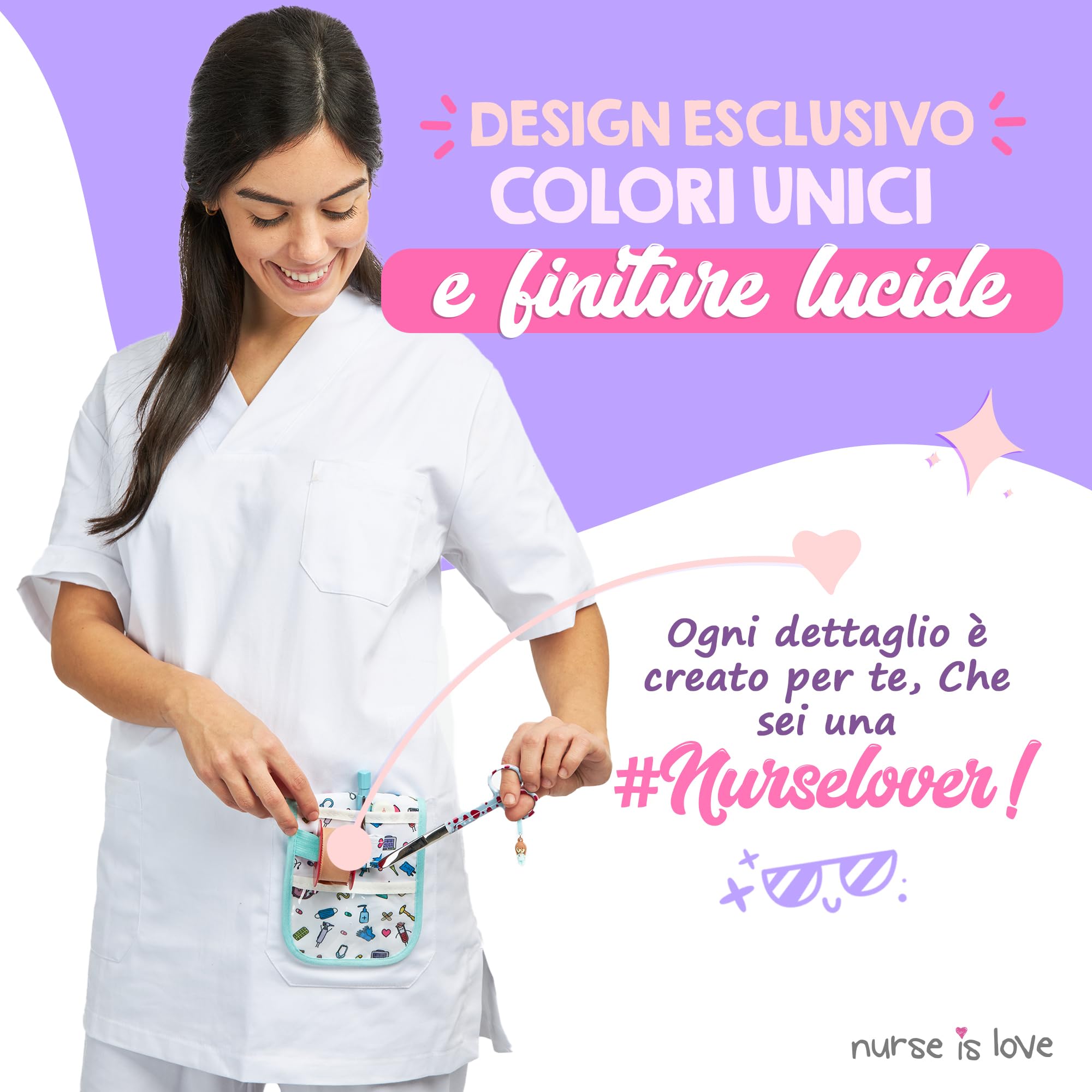 Nurse is Love Forbici Punta Arrotondata per Bende - Forbici di Pronto Soccorso | Kit Pronto Soccorso | Acciaio Inossidabile | Design Esclusivo con Charm - G Hearts