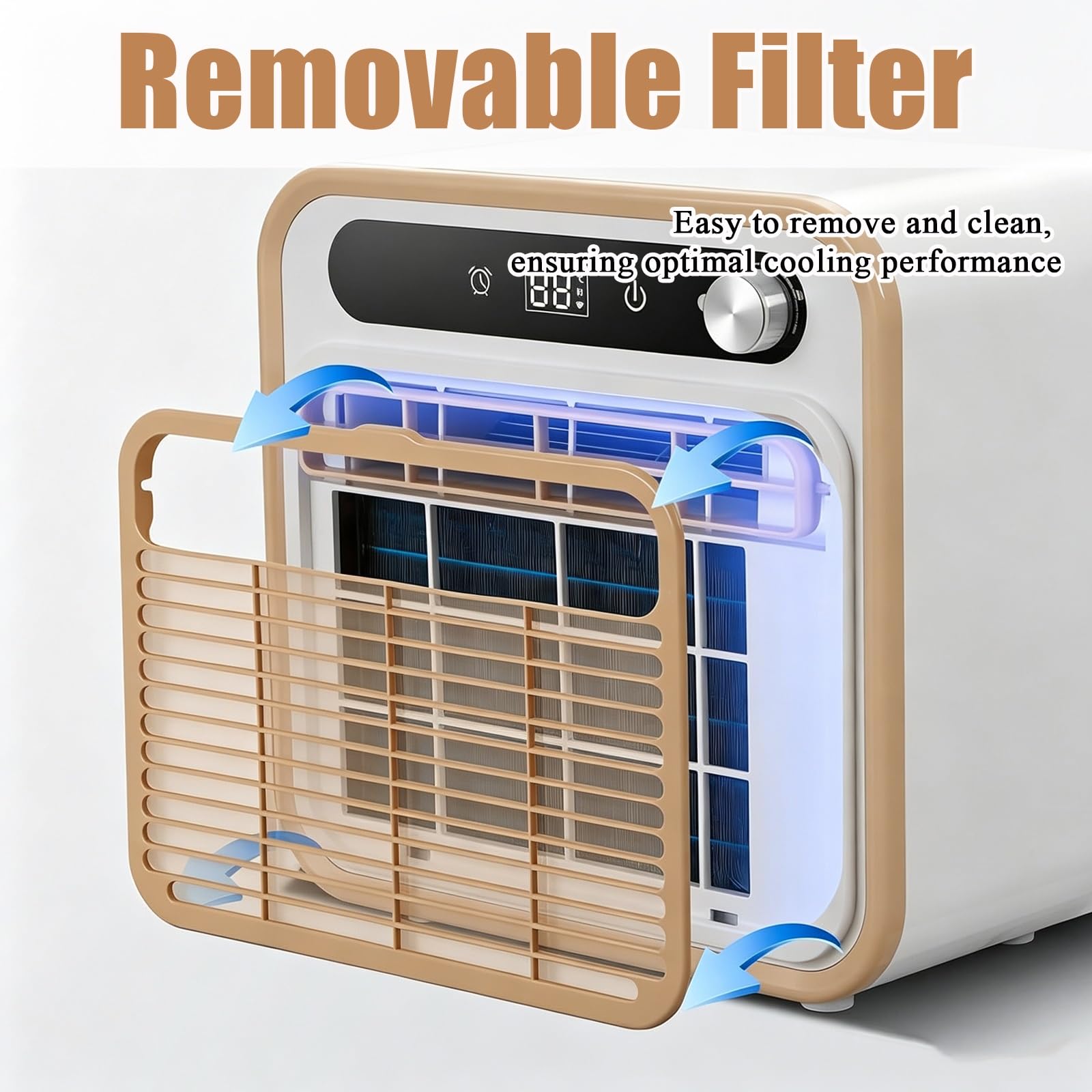 Przenośny klimatyzator typu split z 5000 BTU, cichy klimatyzator Wi-Fi 40 dB do przyczep kempingowych, na kemping i wynajmowane domy, strumień powietrza 130 m³/h, inteligentny panel dotykowy z 12
