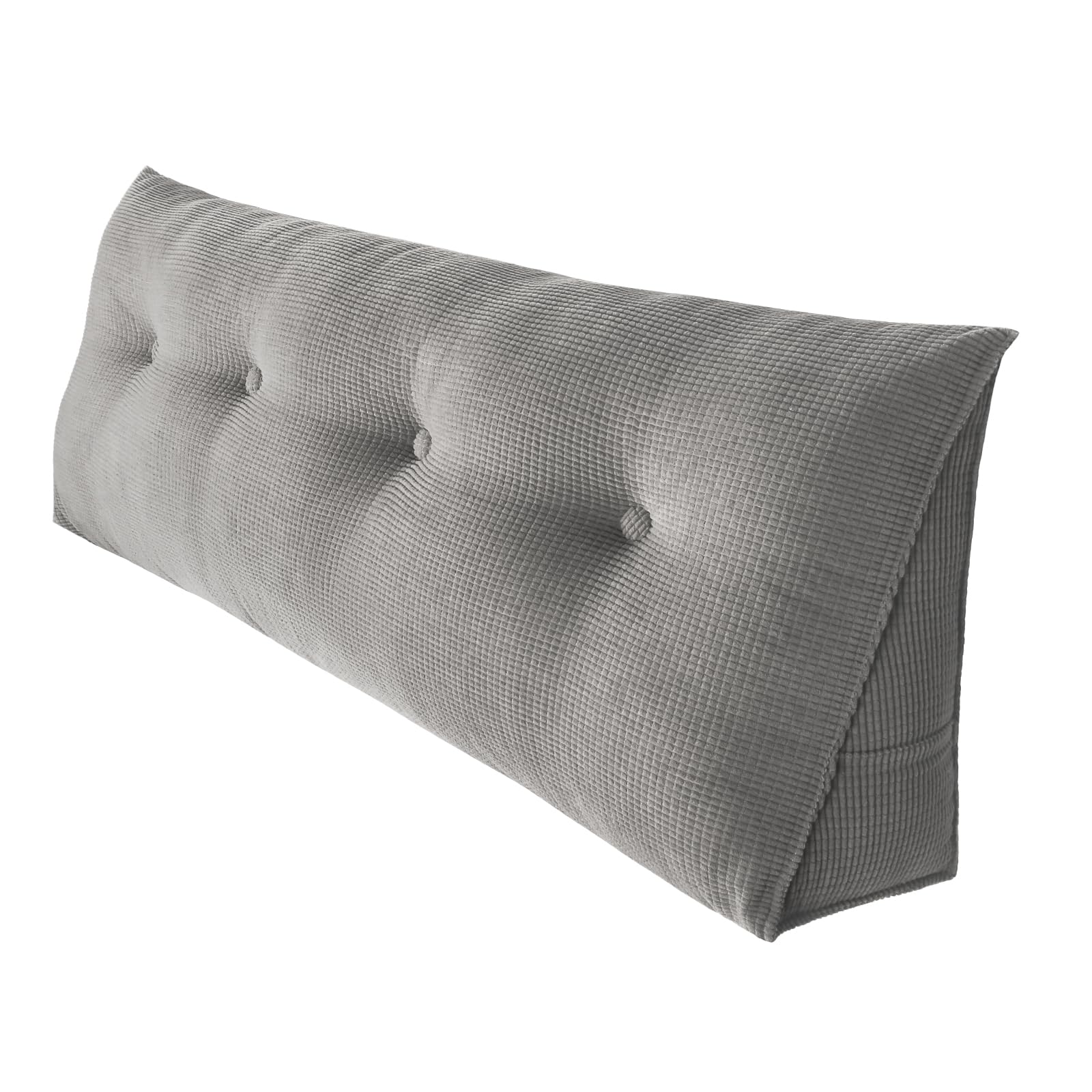 HUOLE Lesekissen, dreieckig, Lendenwirbelstütze, großes Kissen, Keilkissen, gepolstert, multifunktional, für Sofa, einfarbig, Lesekissen, 140 x 50 x 20 cm, Grau