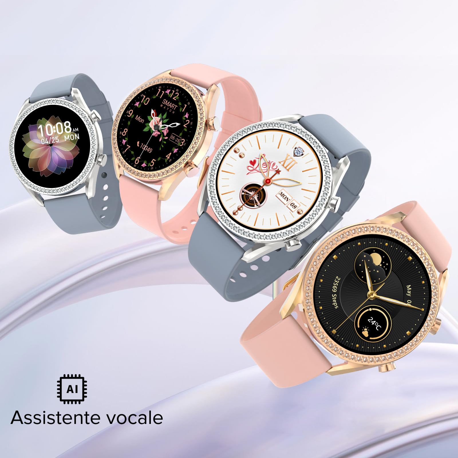Bebinca Orologio Smartwatch Donna con Chiamate, 1,27" Touchscreen, 123 Modalità Sport, Fitness Tracker con SpO2 e Monitor del Sonno, IP68, Compatibile con Android e iOS(Oro Rosa)