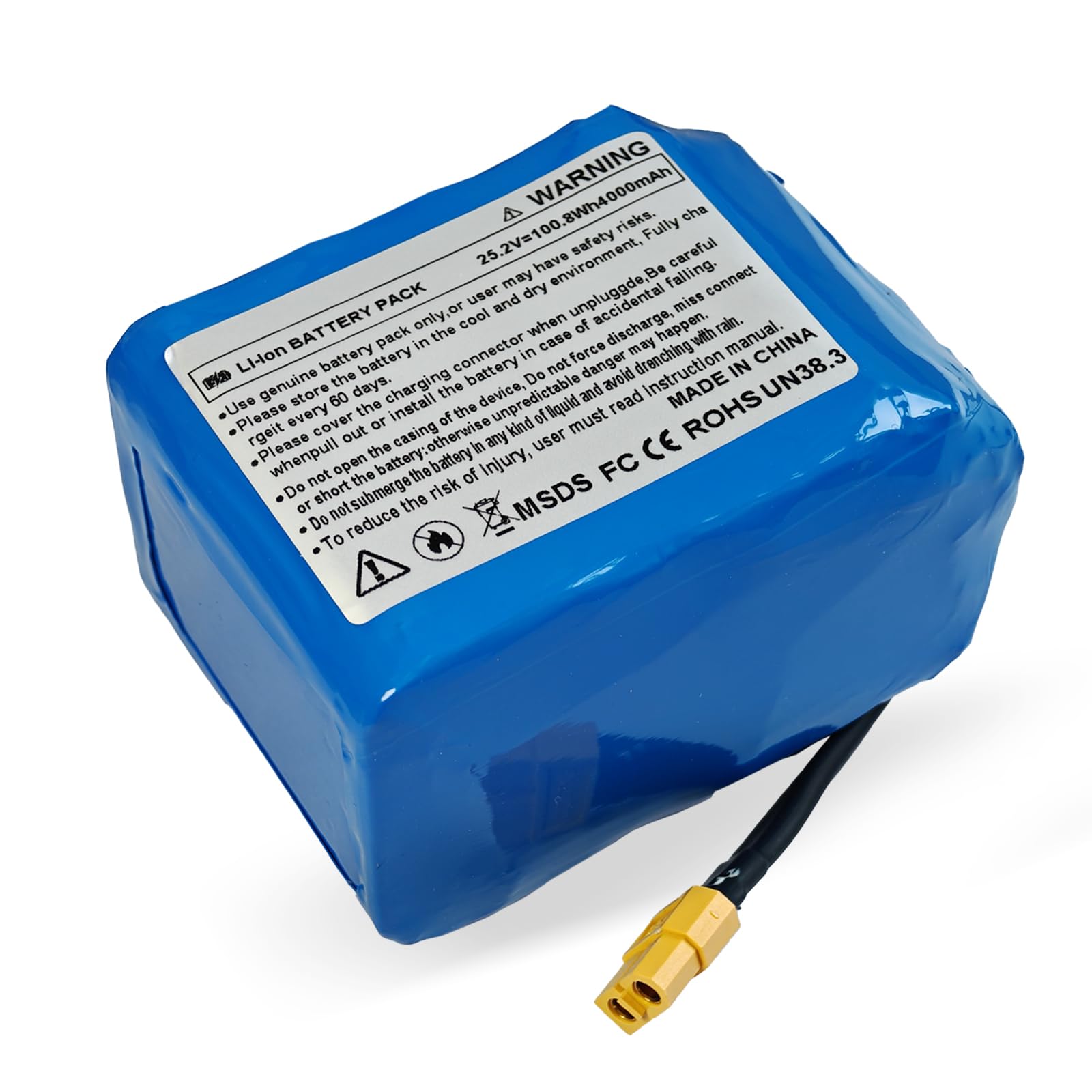iDeaZoo 25.2V 4000mAH Lithium Li-ion Hoverboard Battery with XT60,SL60 Plug Configuration 10S2P General Purpose Battery Replacement fit 42V 4000mah,Compatible for Most Hoverboard Models Without Axle