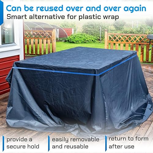 Miniatura 7 de IDL Packaging Bandas de goma fuertes, elásticas y flexibles de 84 pulgadas, paquete de 8, azul, 2 veces de elasticidad, 80% goma natural, bandas de