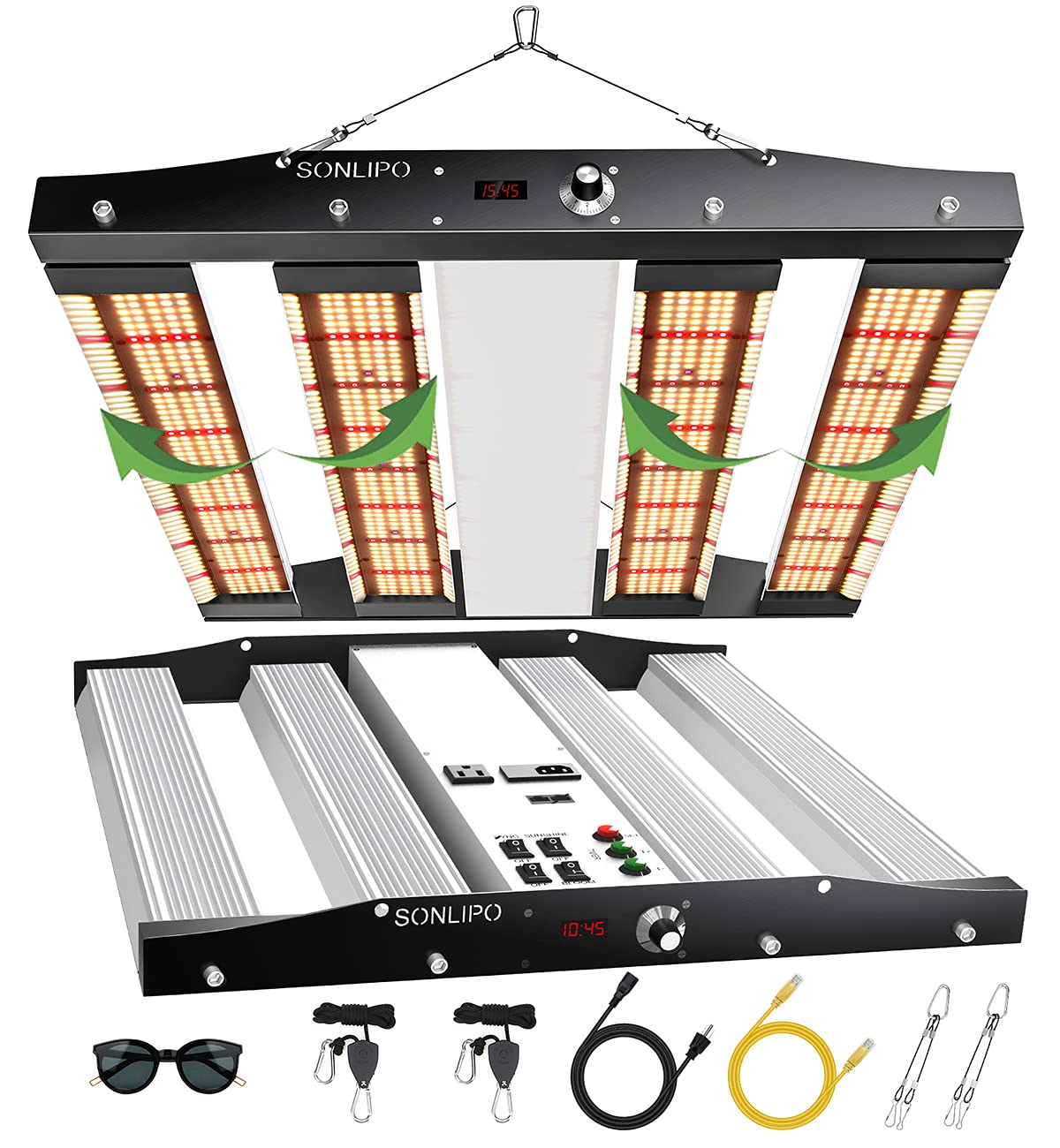 JideTech SPC2500 Lampe Led Horticole avec Dimmer, 250W Lampe de Culture Spectre Complet avec 1220pcs Sam-sung LED, pour 120x120cm Chambre Tente de Culture, Culture Indoor, Semis, légumes Et Fleurs