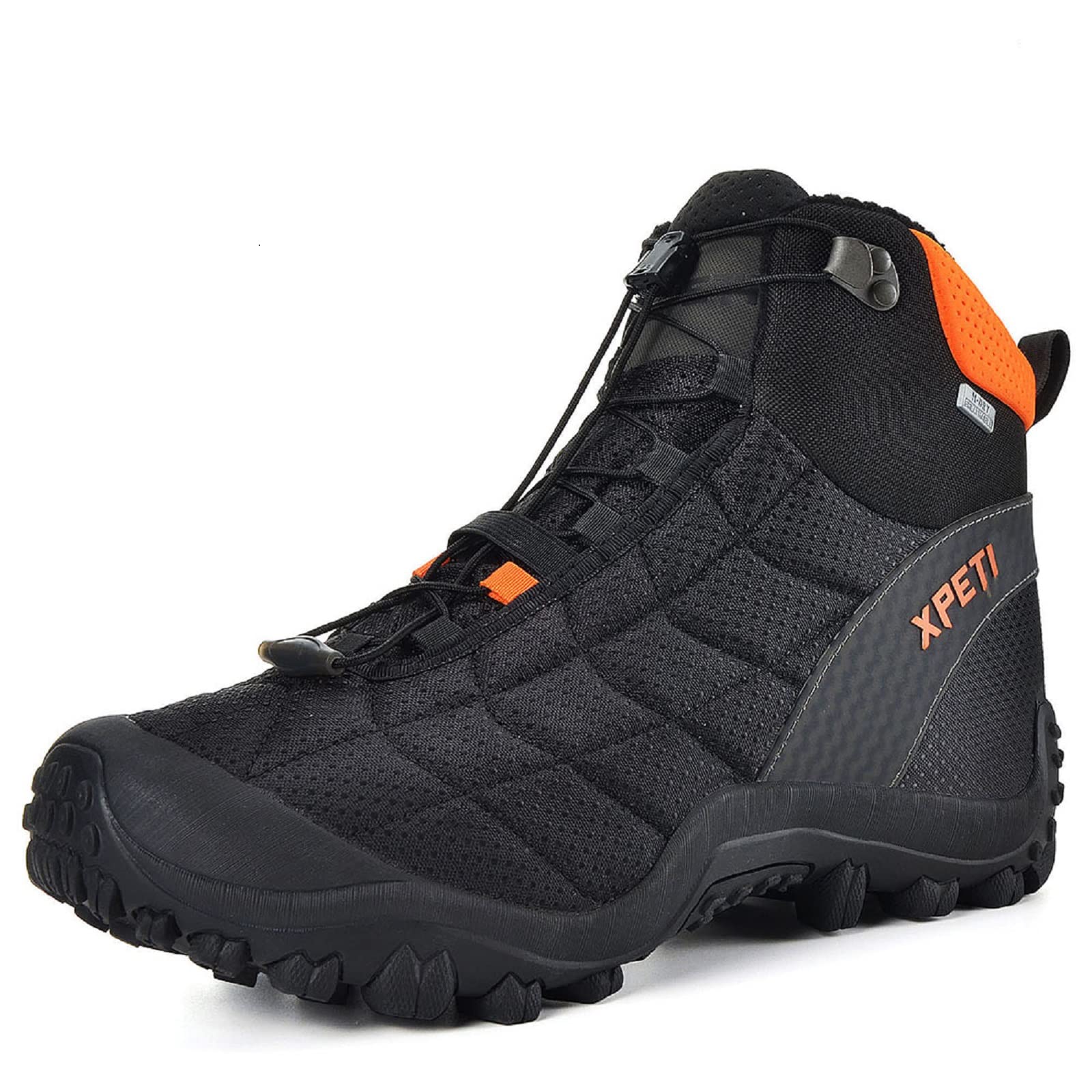 Manfen Men's Hiking Boots Waterproof Winter Snow Boot Outdoor Shoes Black Orange Size 8
