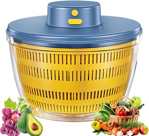 Girador eléctrico de ensalada, rotor automático de ensalada, hilador de lechuga recargable por USB, sistema de drenaje de agua fácil, limpiador y