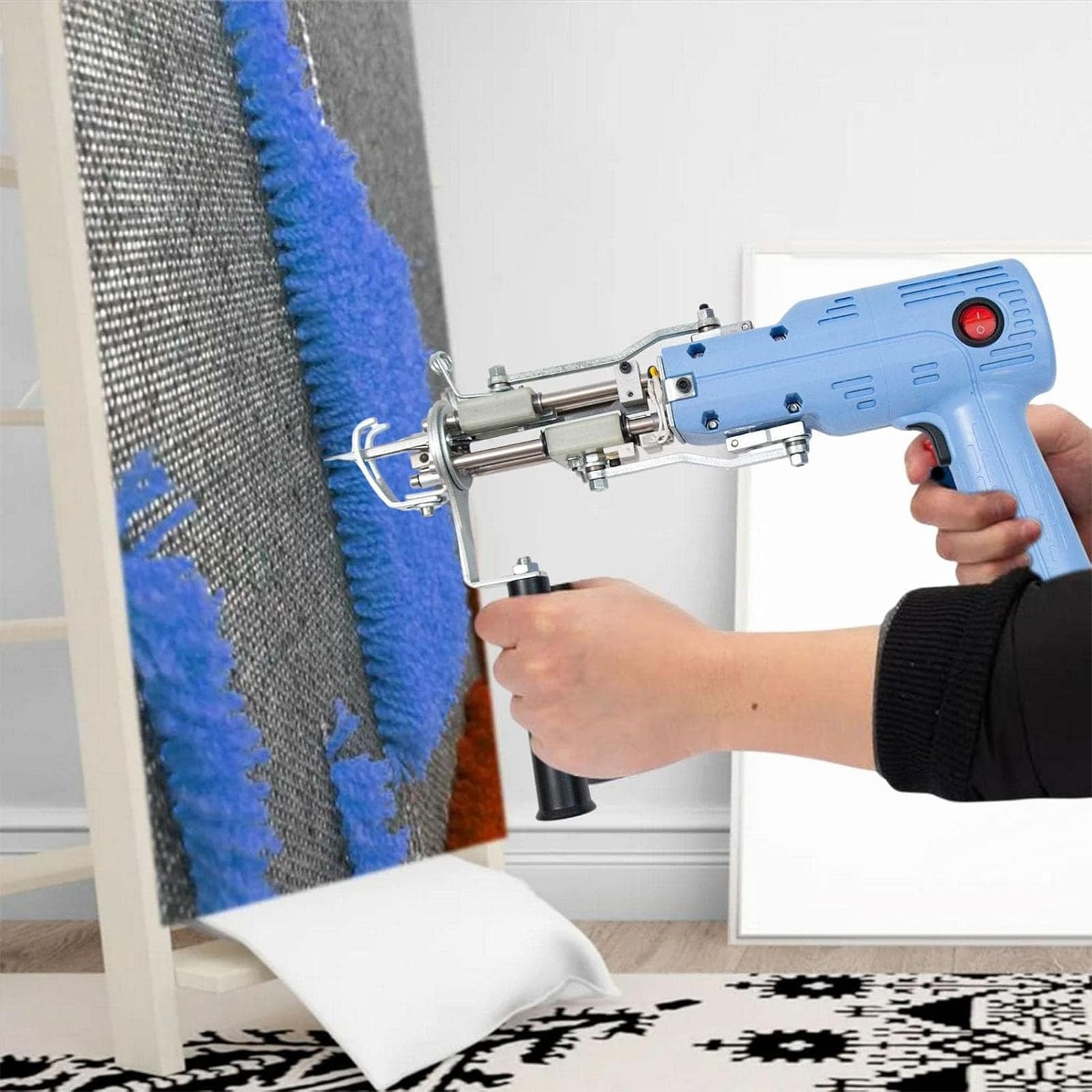 Pistola per tufting per tappeti, macchina elettrica per il taglio, 5-45 punti/secondo, lunghezza regolabile 7-19 mm, ideale per tappeti, tappeti, arazzi da parete, cuscini per divani