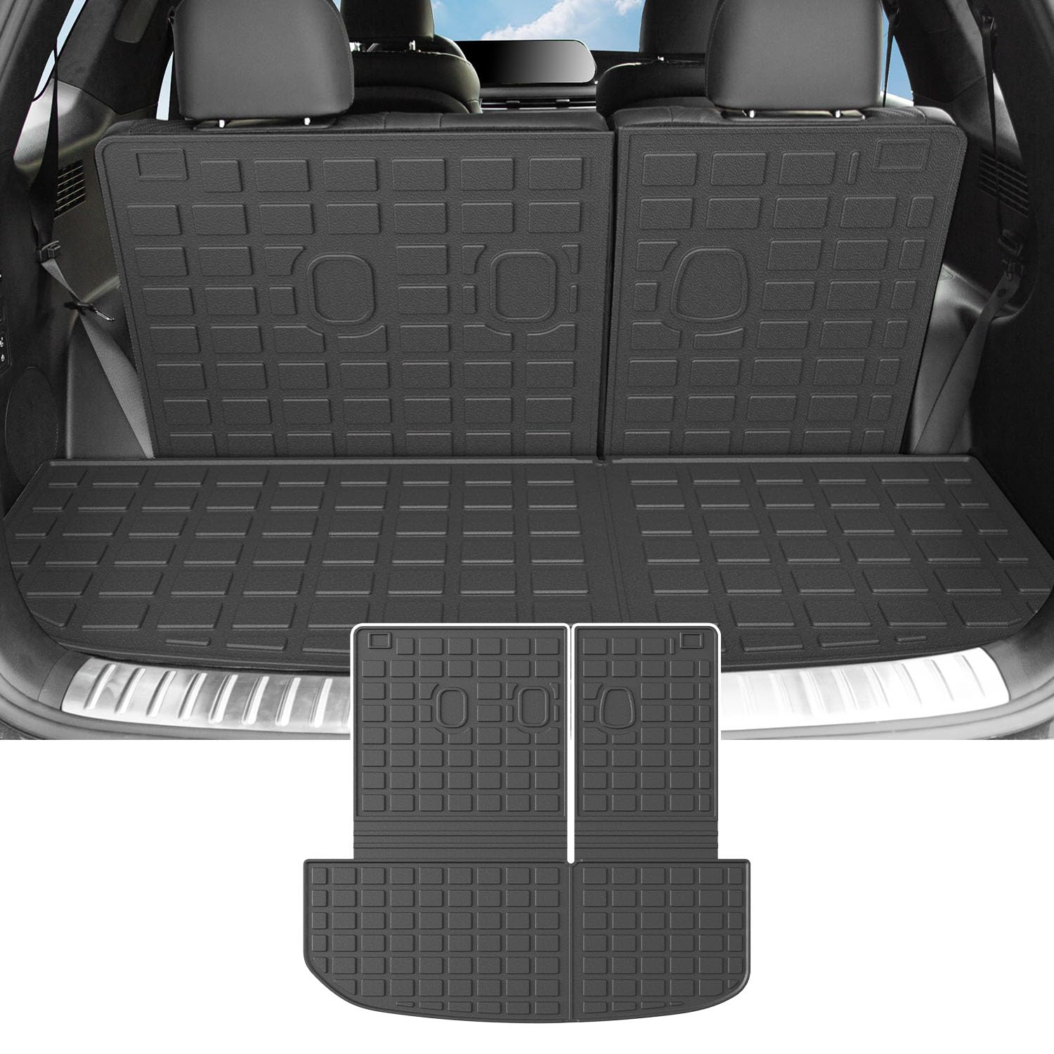 powoq Fit 2020-2023 Hyundai Palisade Cargo Liner Backrest Mat TPE Behind 3rd Row Seat Back Seat Protector for 2020 2021 2022 2023 Hyundai Palisade Accessories(Rear Trunk Mat with Backrest Mat)