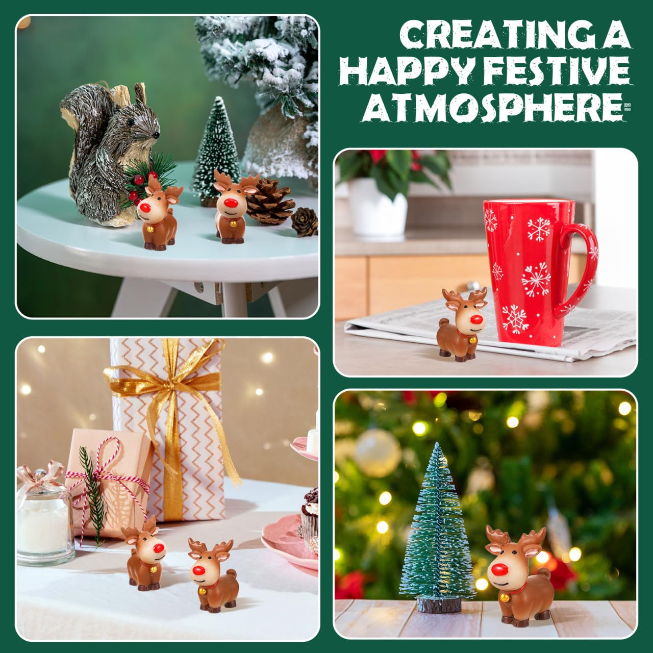 Homoyoyo 5 Stück Rentier-Figur Mini-Rentier-Statue Weihnachten Cartoon-Geweih Hirsch Elch Mini-Hirsch Dekorationen Cartoon-Bastel-Muster Figur Tier-Kuchenaufsatz Für Jungen Im Grils-Stil
