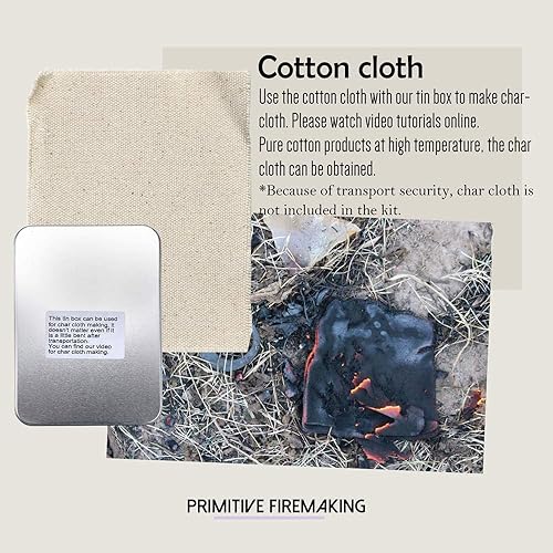 Miniatura 2 de PSKOOK Flint and Steel - Golpeador de fuego de acero de alto carbono con pedernal inglesa con bolsillo de piedra de fuego de emergencia de yute y