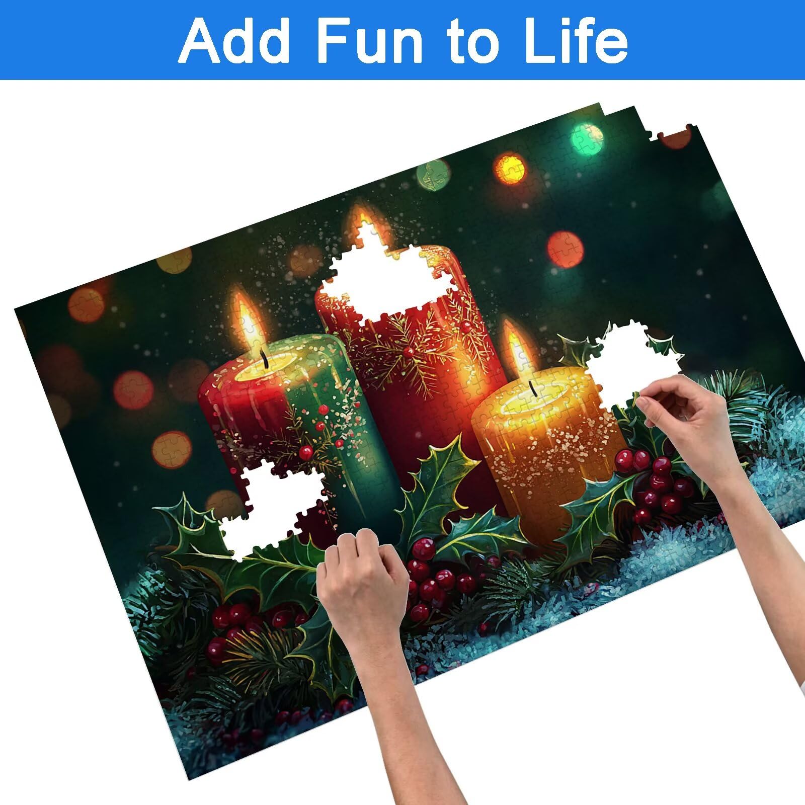 Puzzle 6000 sztuk dla dorosłych dzieci, drewniane puzzle świąteczne dla dorosłych, wymagające świecowe puzzle edukacyjne dla rodzin, łamigłówka z pudełkiem do dekoracji domu, prezent dla kobiet, -7226
