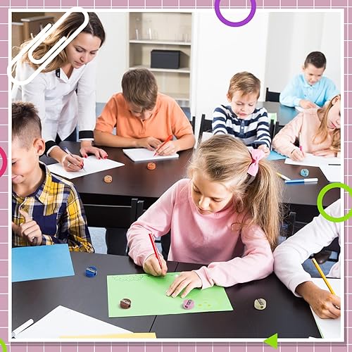 Miniatura 6 de Resurhang 200 sacapuntas de bolsillo coloridos para niños, estudiantes, sacapuntas pequeños, portátil, manual, mini sacapuntas redondo, suministros