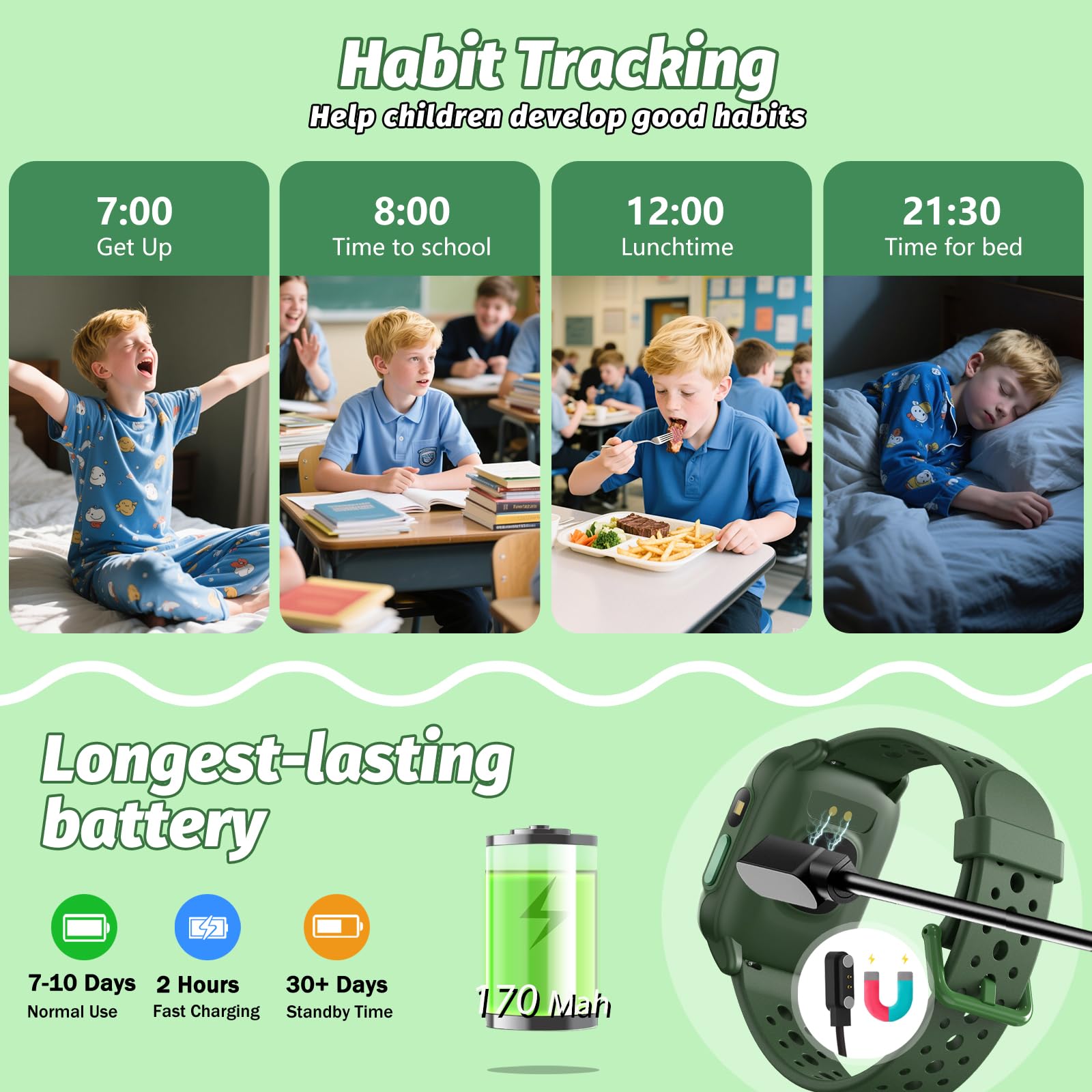 meoonley Smartwatch per Bambini, Activity Tracker da 1.5" per Ragazzi, monitoraggio benessere e sonno, Frequenza Cardiaca, Giochi di puzzle, Funziona Senza App/Telefono, Regalo per Ragazzi 6-15 Anni