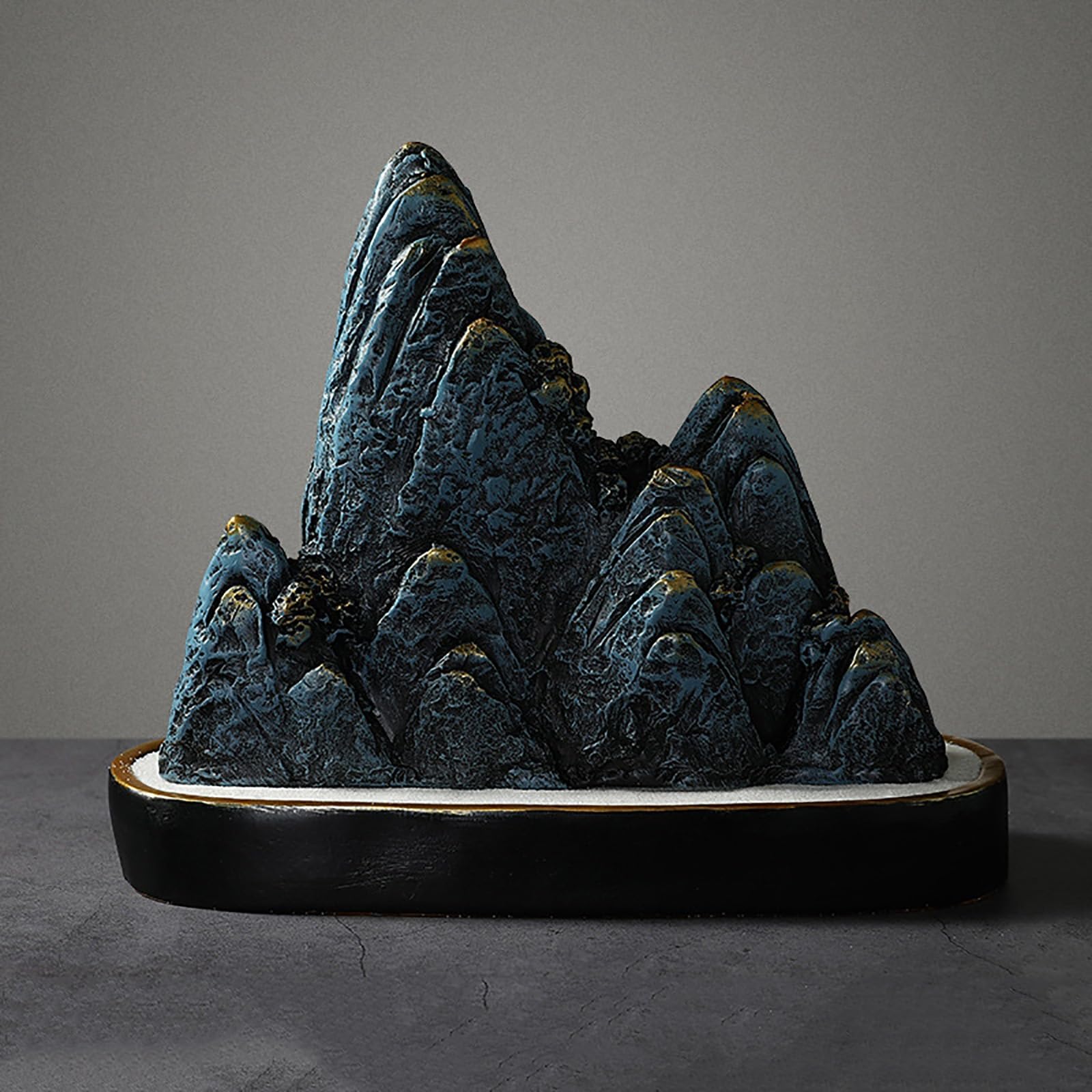 Dytartzx Rockery Statue Mountain Figurine Mountain Rockery Decor, Resin Rockery Handicraft Furnishing Sculptures with Base, Rockery Mountain Desktop Ornament for Home &