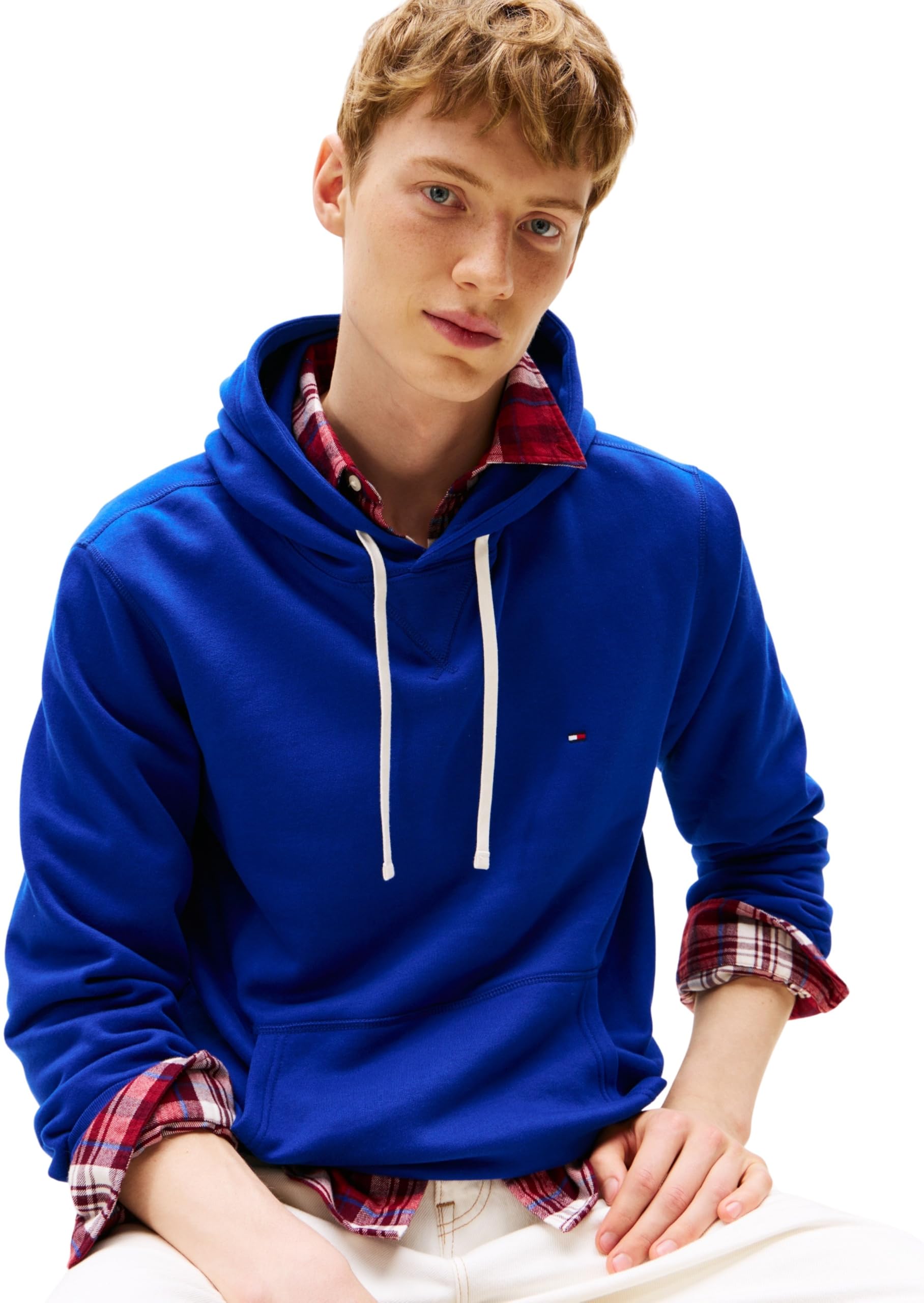 Tommy Hilfiger Męska bluza z kapturem ESS SEZONAL MW0MW39997, niebieska, 3XL, Niebieski (Wedge Blue), 3XL duże rozmiary