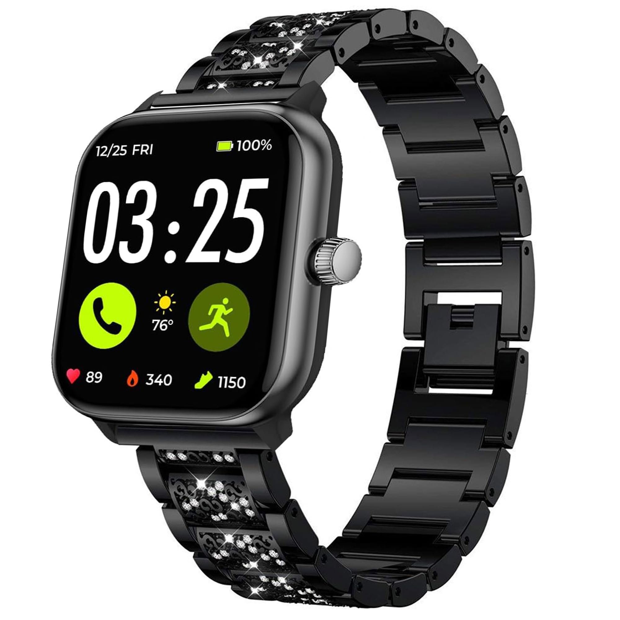 Compatible with Spade & Co Health Smartwatch 4 bands, Jewelry Bling Diamond Metal Dressy Strap Accessories Sports Band for Men Women Compatible with