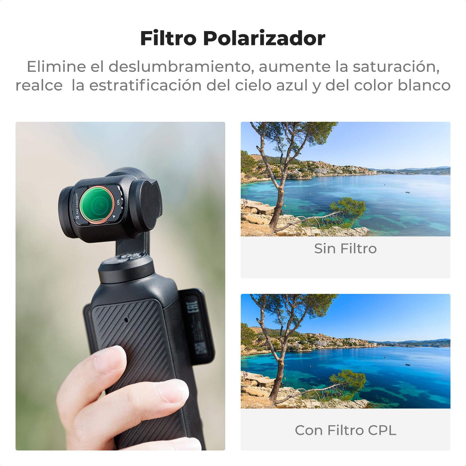 K&F CONCEPT FD161 Kit Filtros para dji OSMO Pocket 3/4, Filtros Magnéticos Black Mist 1/4+Polarizador CPL+Variable ND2-32 + Gran Angular Lente,Accesorios para Osmo Pocket 3/4