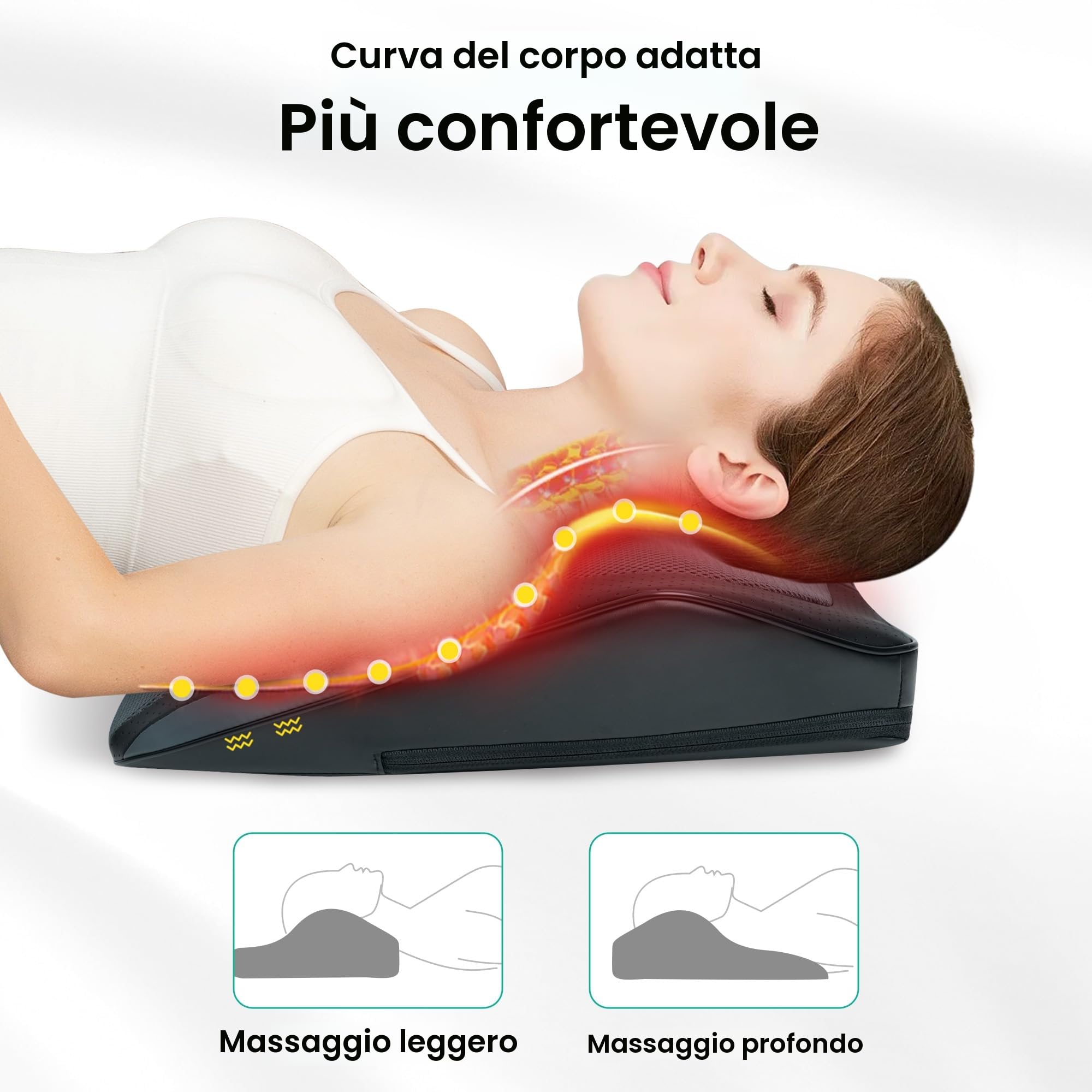 Snailax Massaggiatore cervicale con calore, massaggiatore elettrico per il collo, massaggiatore Shiatsu per la schiena, cuscino per il massaggio del collo/schiena/spalla, regali per mamma e papà