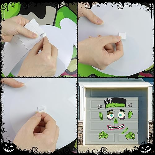 Miniatura 4 de Decoración de Halloween para maletero de Frankenstein o cochera con frente, ojos enormes, orejas, manos, fosas nasales de pernos, colmillos y