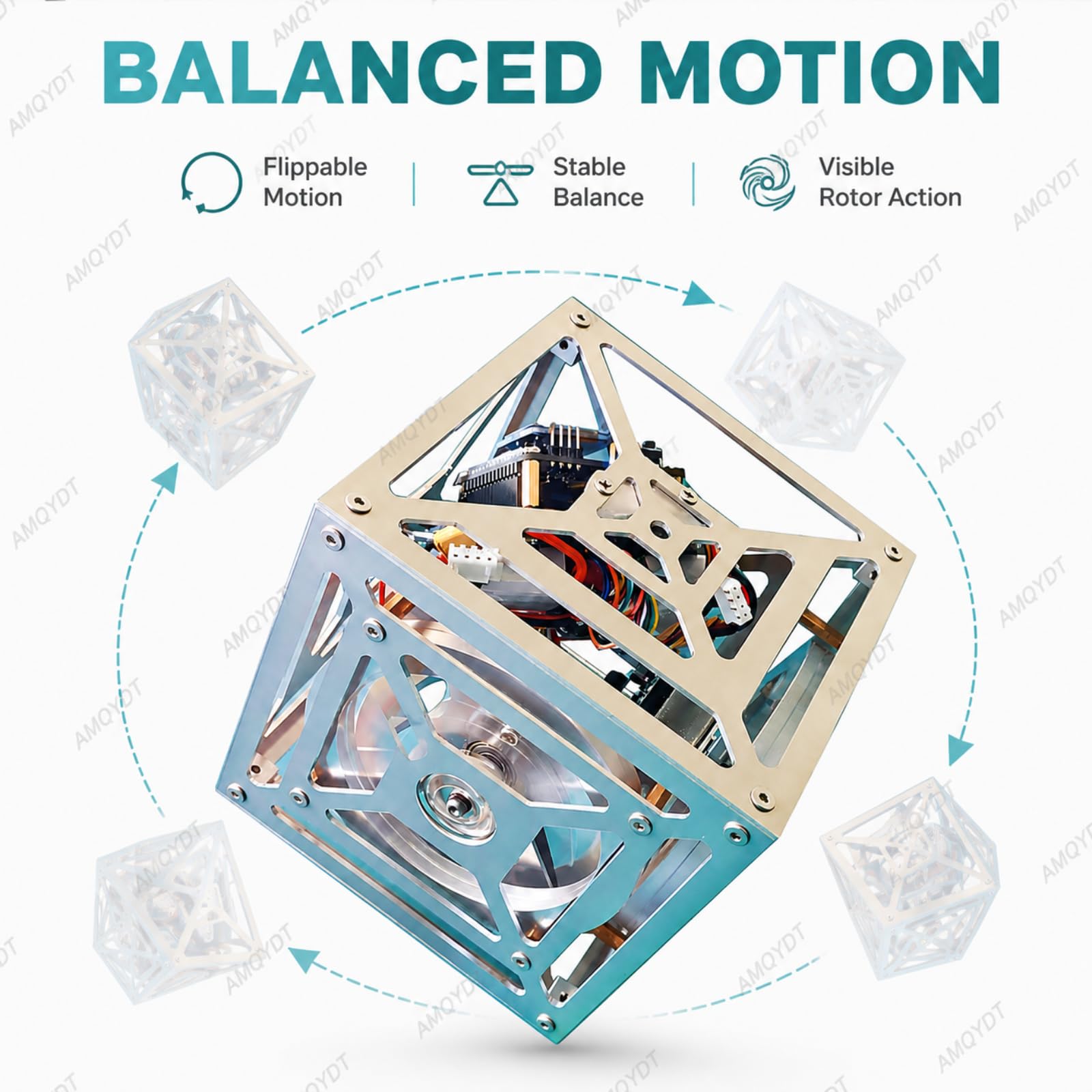 Cubo Autoequilibrado, Cubo Autoequilibrado Creativo DIY con Giroscopio Y Control De Rueda De Reacción, Giro En 4 Direcciones para La Enseñanza De La Física Stem