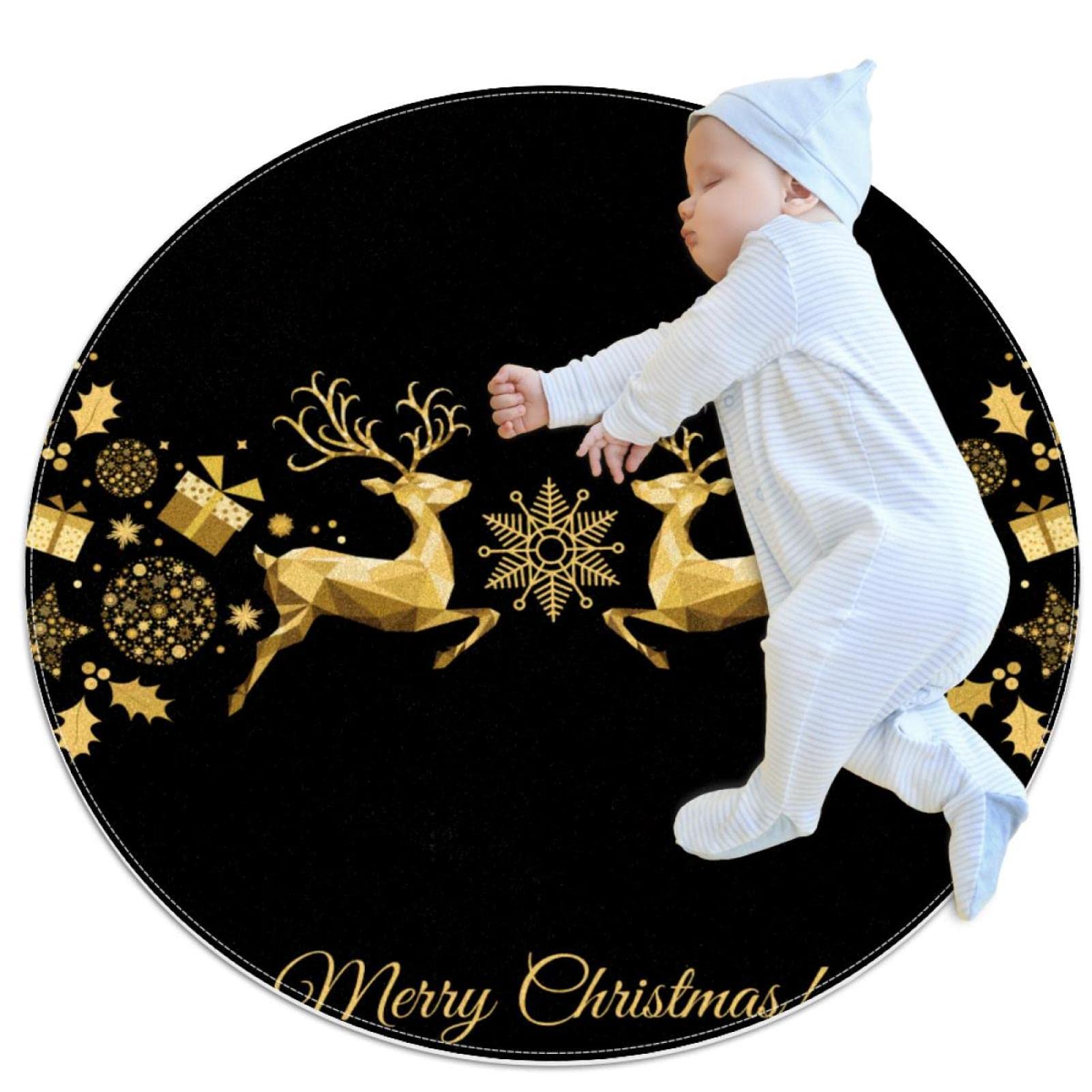 Tapis de sol circulaire Noël 31.5x31.5IN moderne antidérapant rond