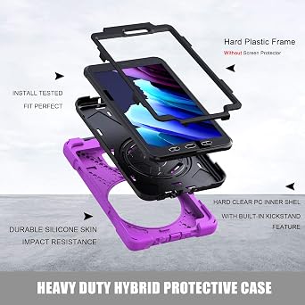 Samsung Galaxy Tab Active3/Active5 8.0 Case, with 360 Stand, Handle Hand Strap & Shoulder Strap for Samsung Galaxy Tab Active5 8 2024, Active3 8 2020 SM-X300/X307/T570/T577 (Purple)